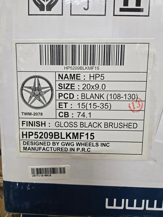 GWG HP5 20X9.0 5X114.3 PIANO BLACK MACHINED FACE
