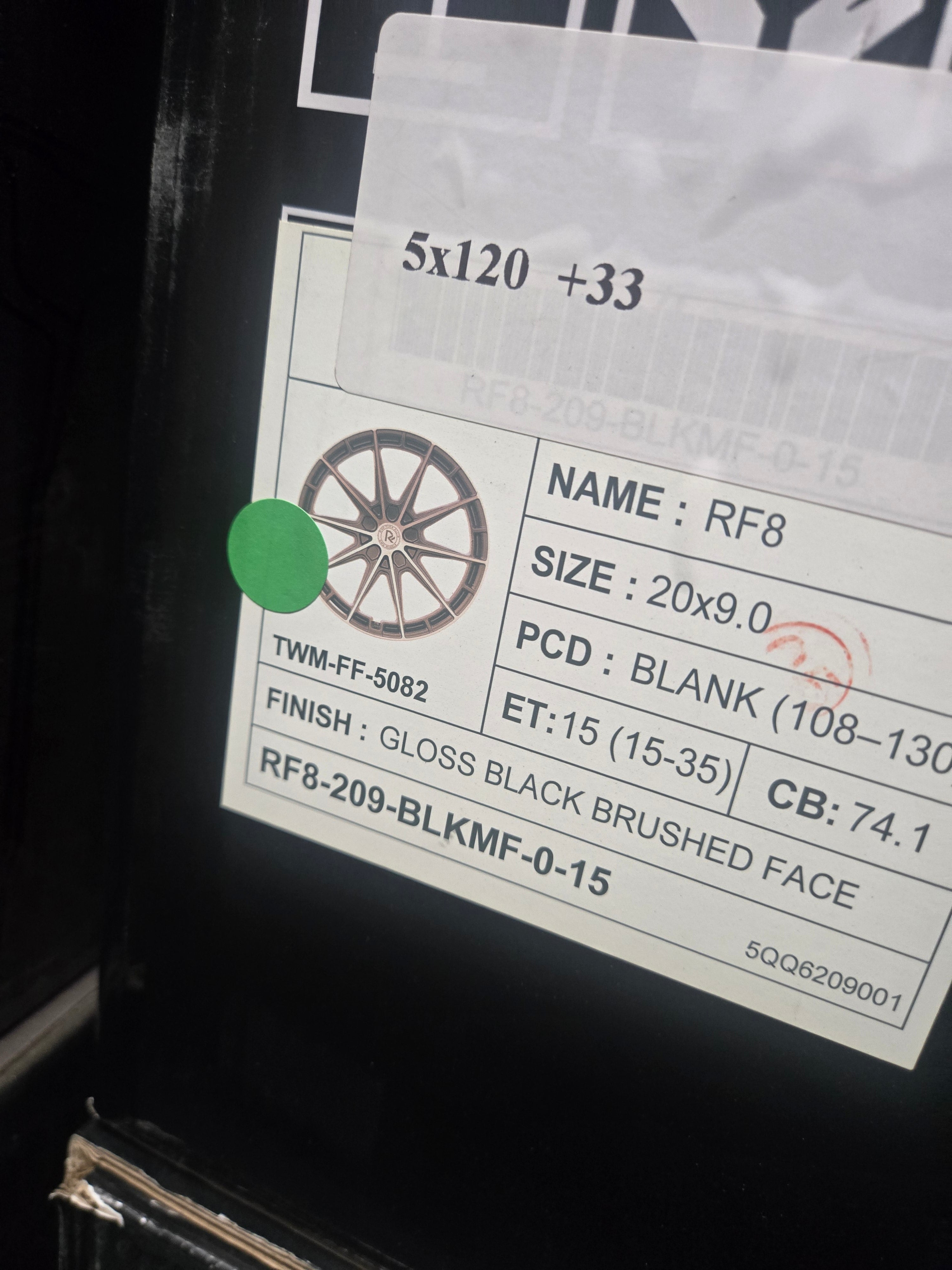 GWG RF8 20X9.0 5X120 GLOSS BLACK BRUSHED CB74.1 ET ET33