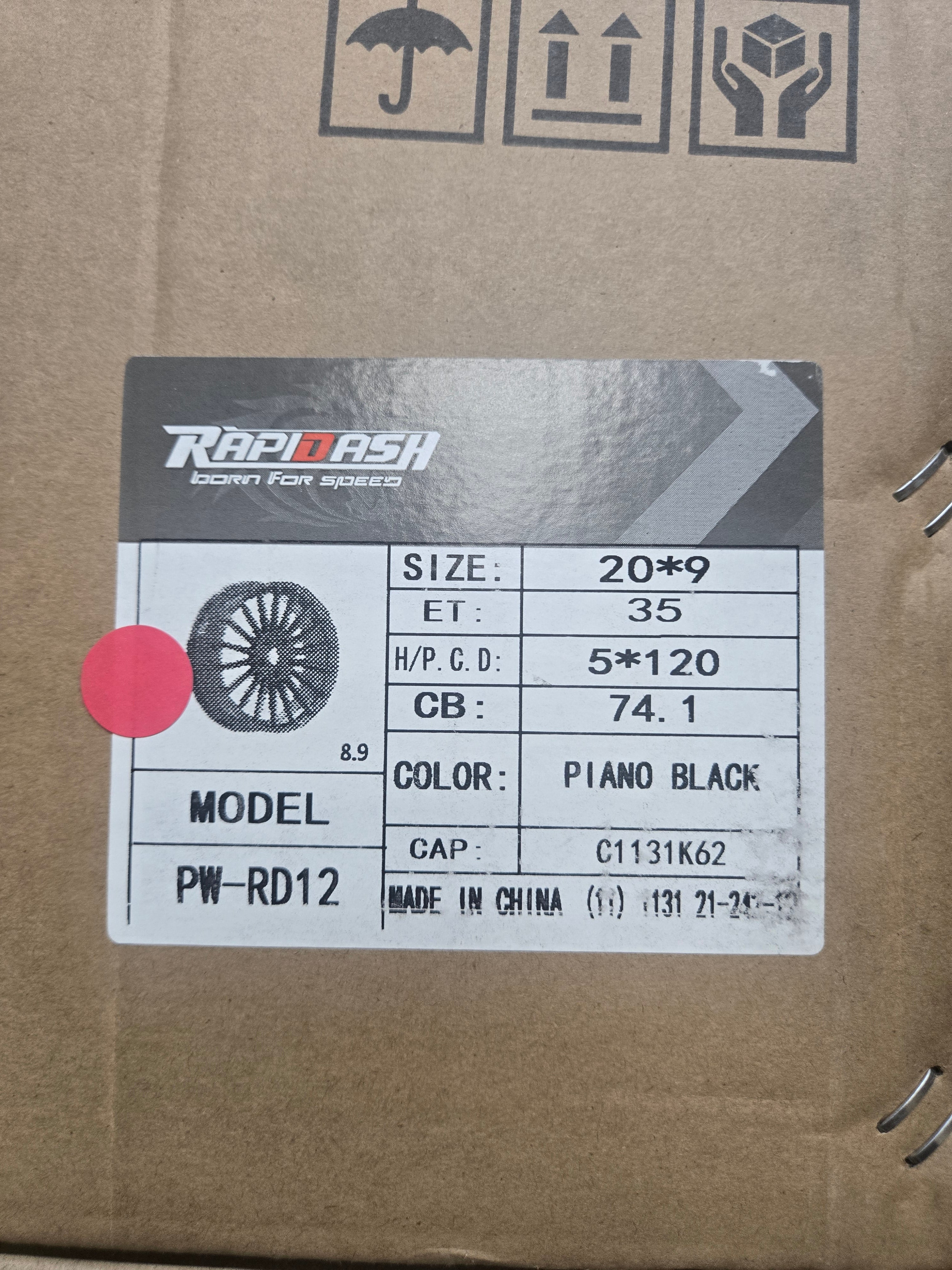 PW-RAPIDASH-RD12 WHEELS 20x9 5X120 PIANO BLACK CB74.1 ET35