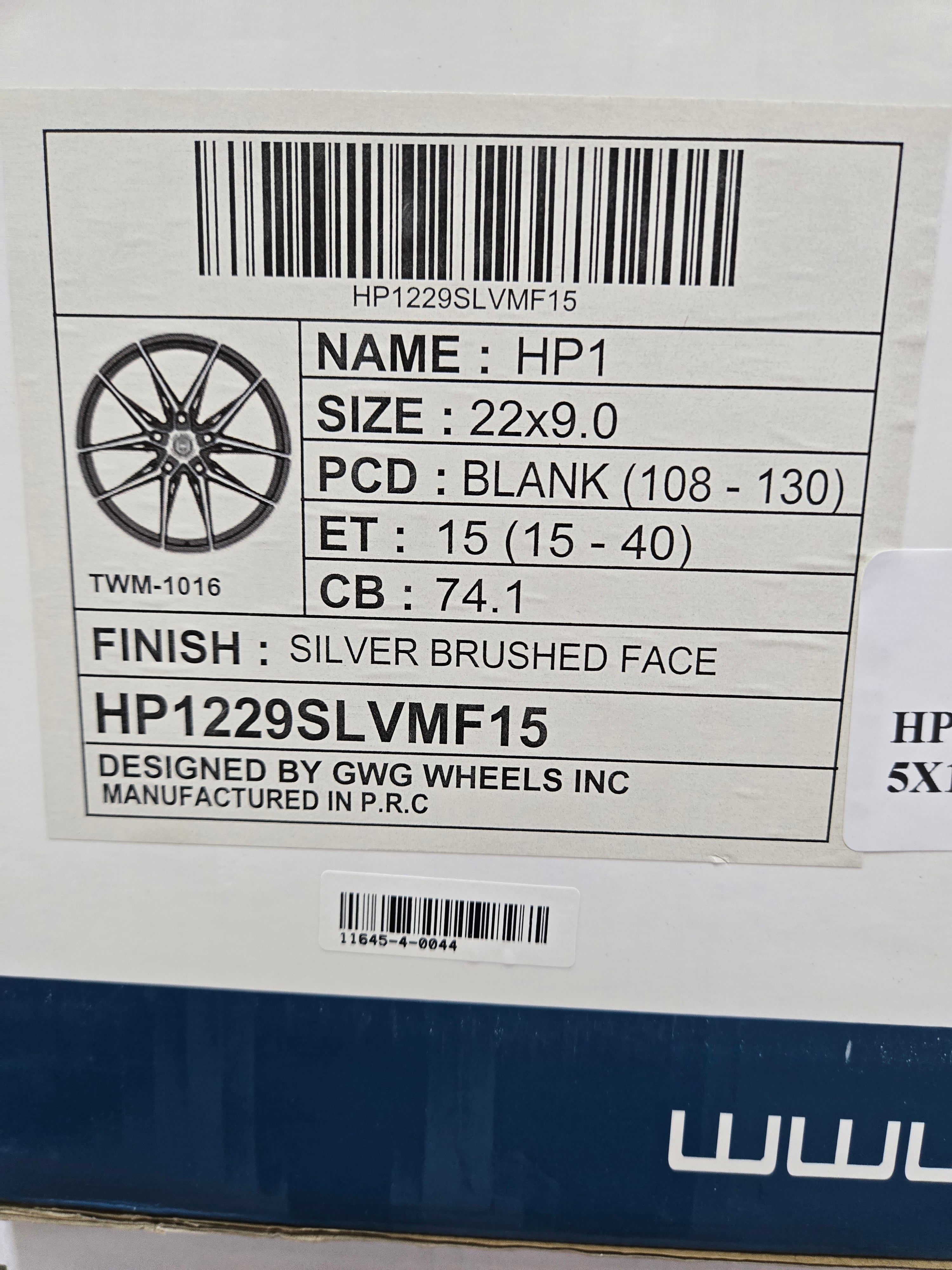 GWG HP1 22X9.0 5X112 5X114.3 SILVER BRUSHED CB74.1 ET35