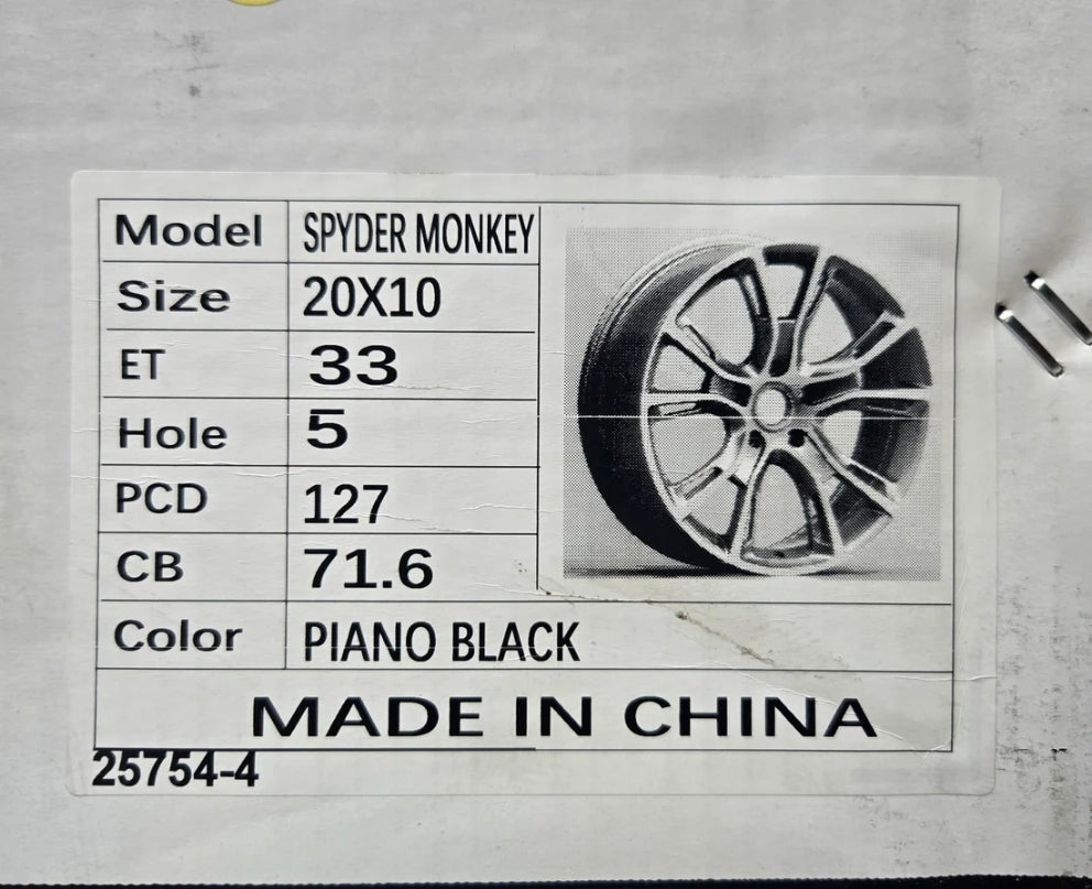 SPYDER MONKEY 20X10 5X127 PIANO BLACK CB71.6 ET33