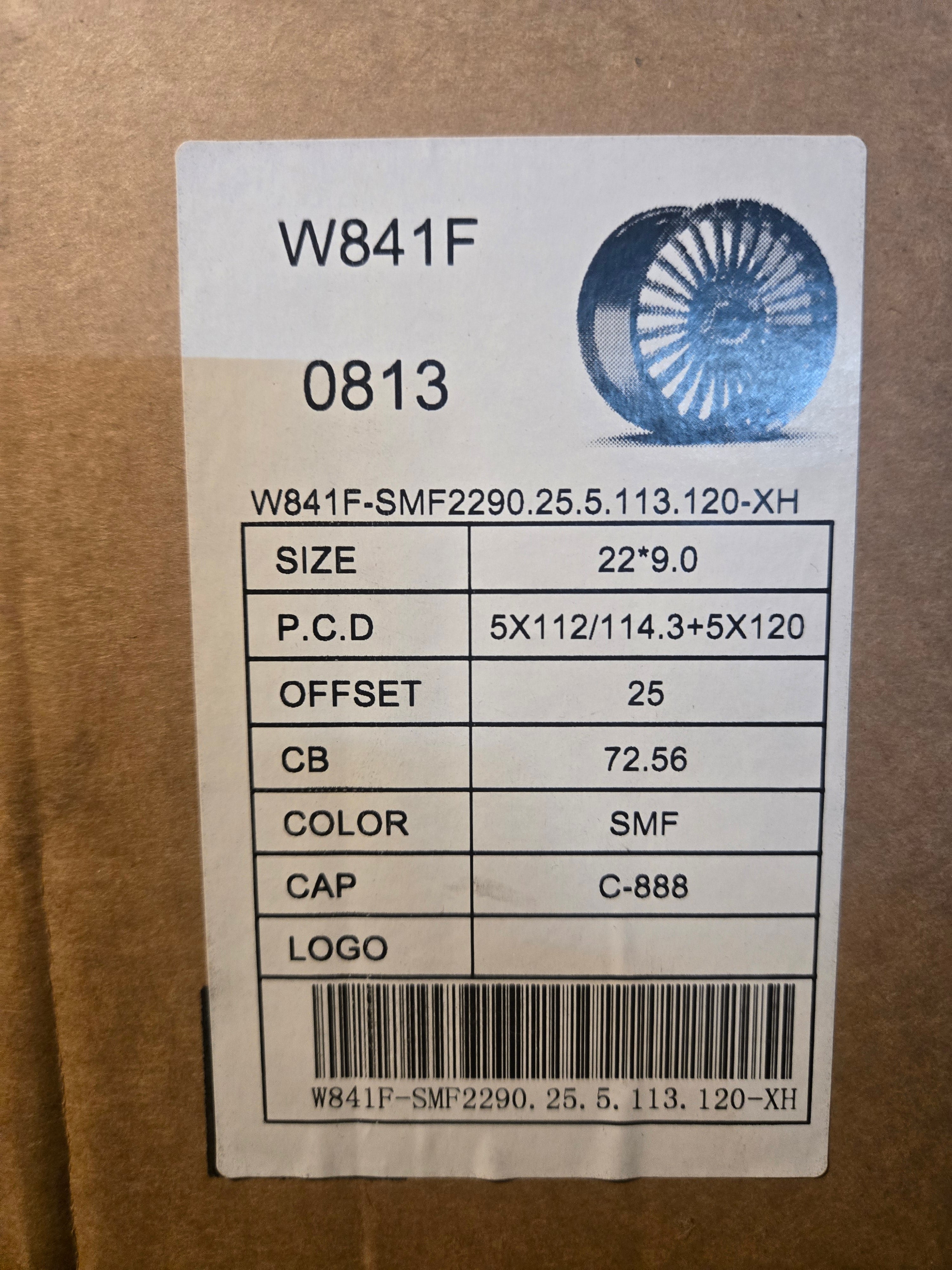 W841F 22X9.0 5X112 5X114.3 5X120 SILVER MACHINED FACE CB72.56 ET25