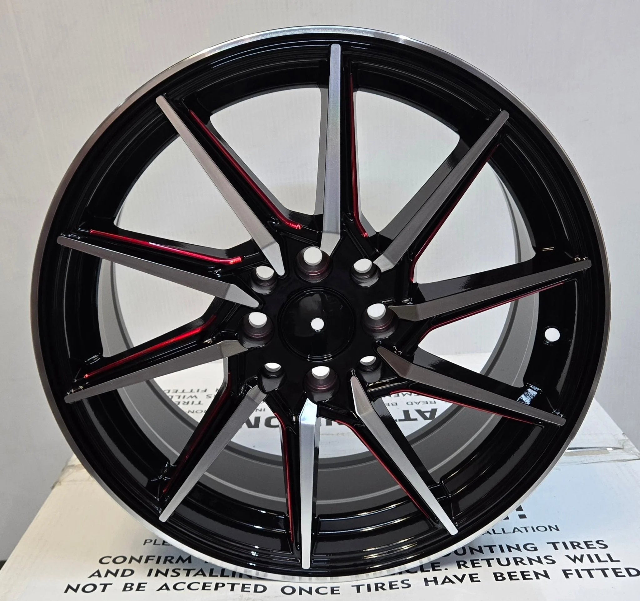 PEGASUS-1067 16x7.0 4x100 / 4x114.3 GLOSS BLACK MACHINED FACE RED MILLED