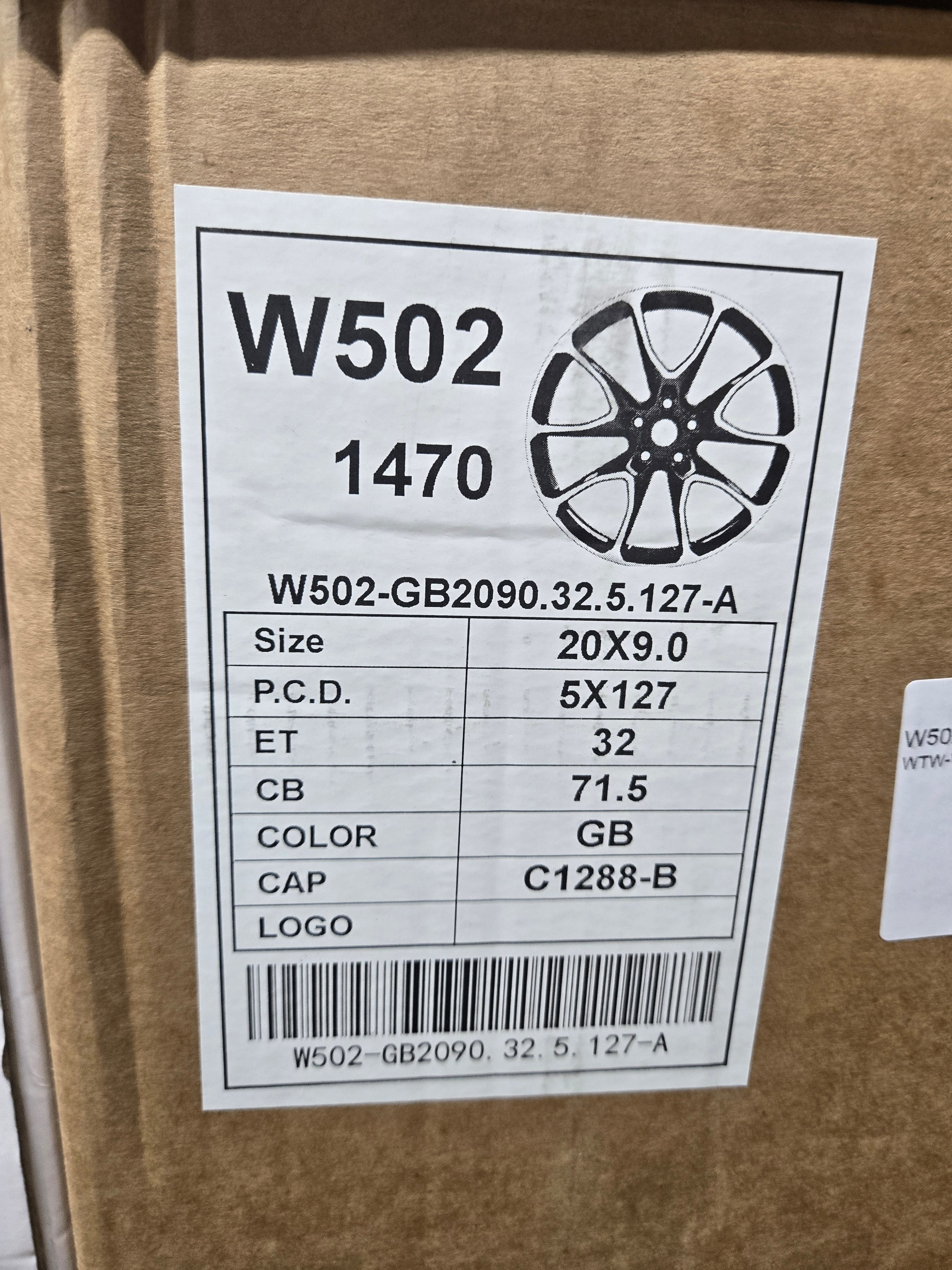 W502 20X9.0 5X127 GLOSS BLACK CB71.5 ET32