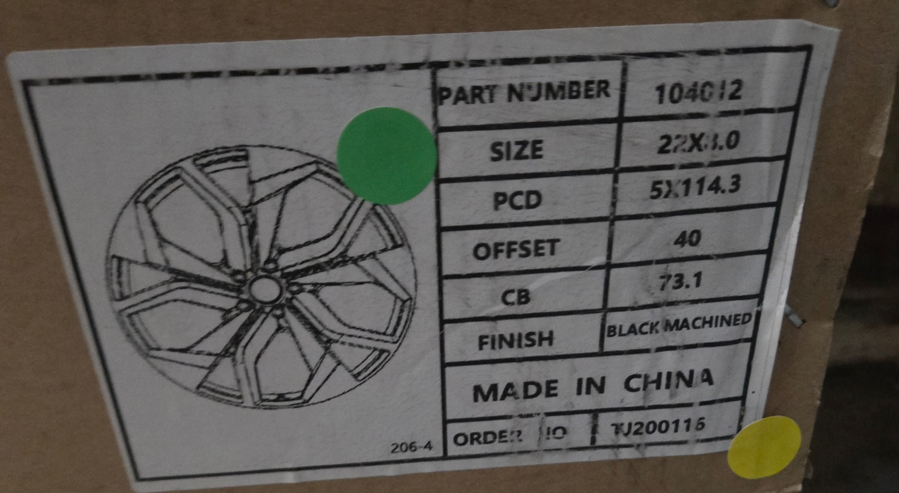 104012 22x8.0 5x114.3 BLACK MACHINED FACE CB73.1 ET40