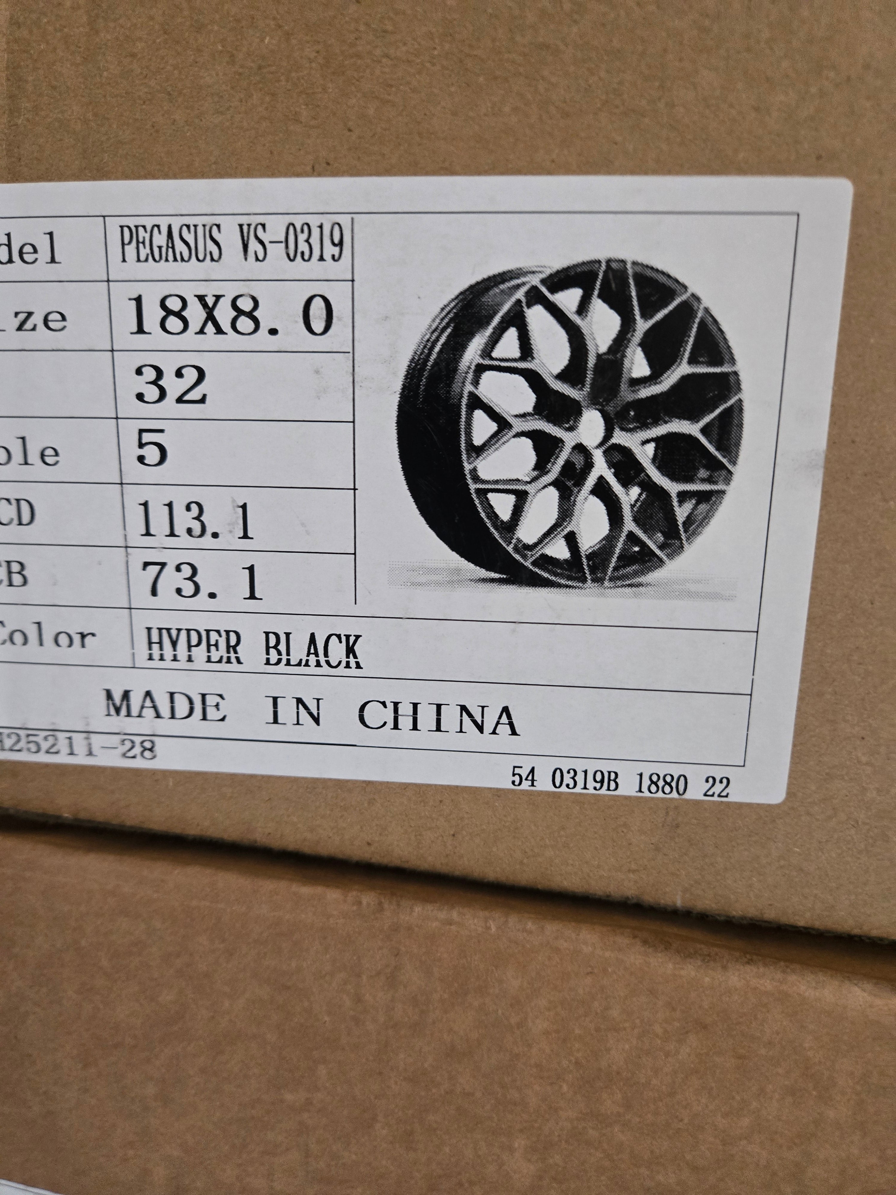 PEGASUS VS-0319 18X8.0 5X112 5X114.3 HYPER BLACK CB73.1 ET32