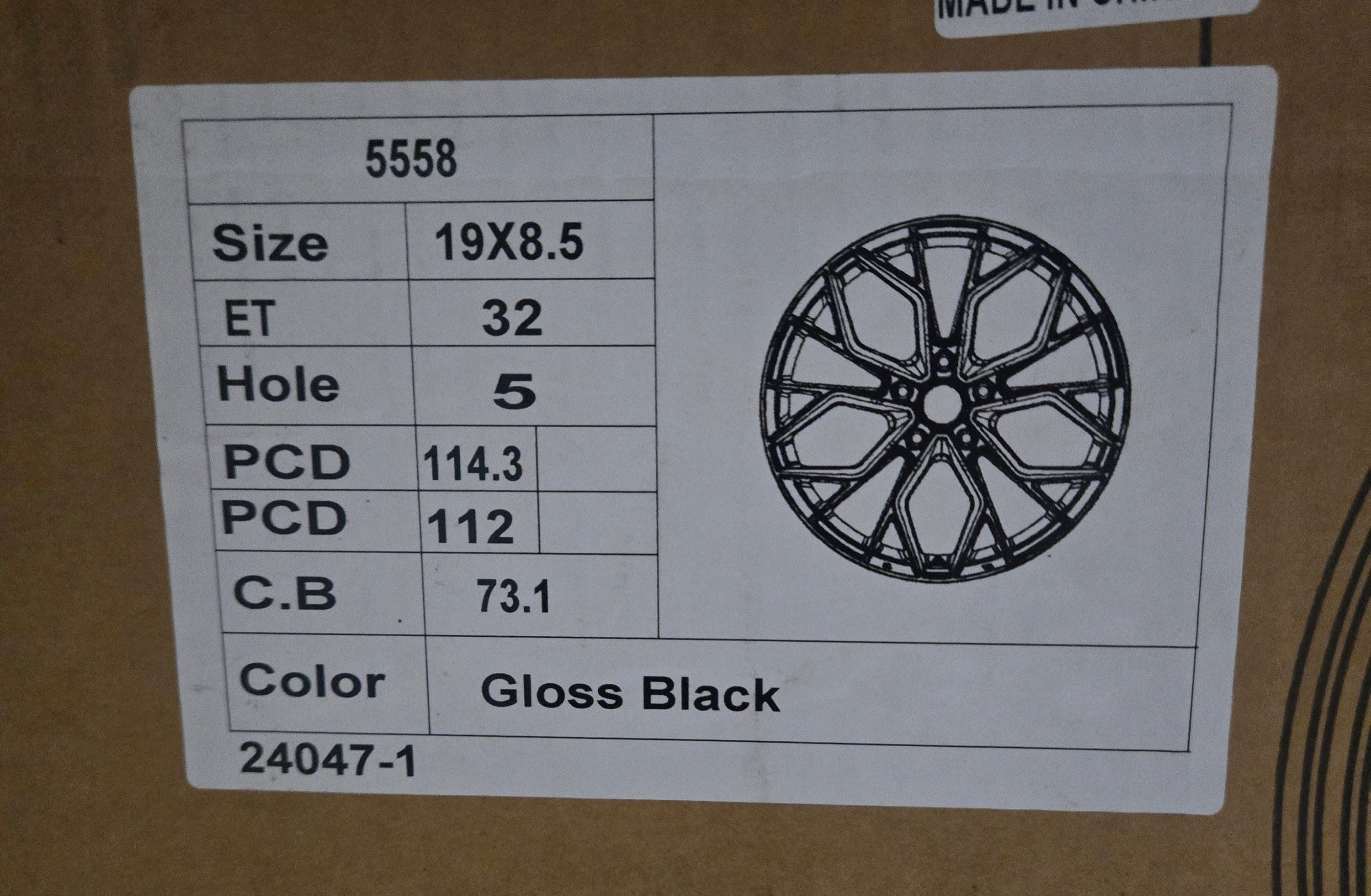 5558 19X8.5 5X112 5X114.3 GLOSS BLACK CB73.1 ET32