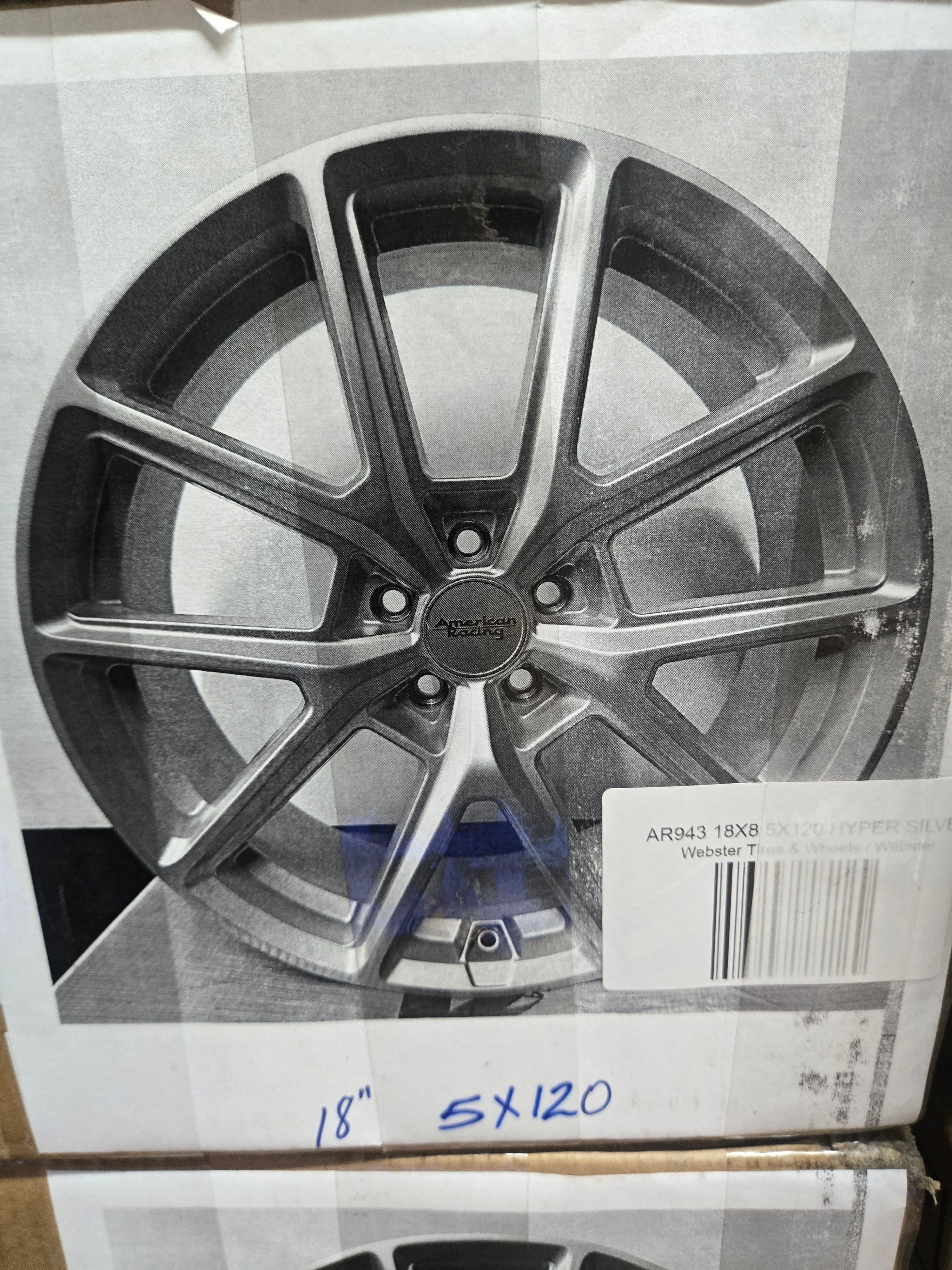 AR943 18X8.0 5X120 SILVER CB73.1 ET35