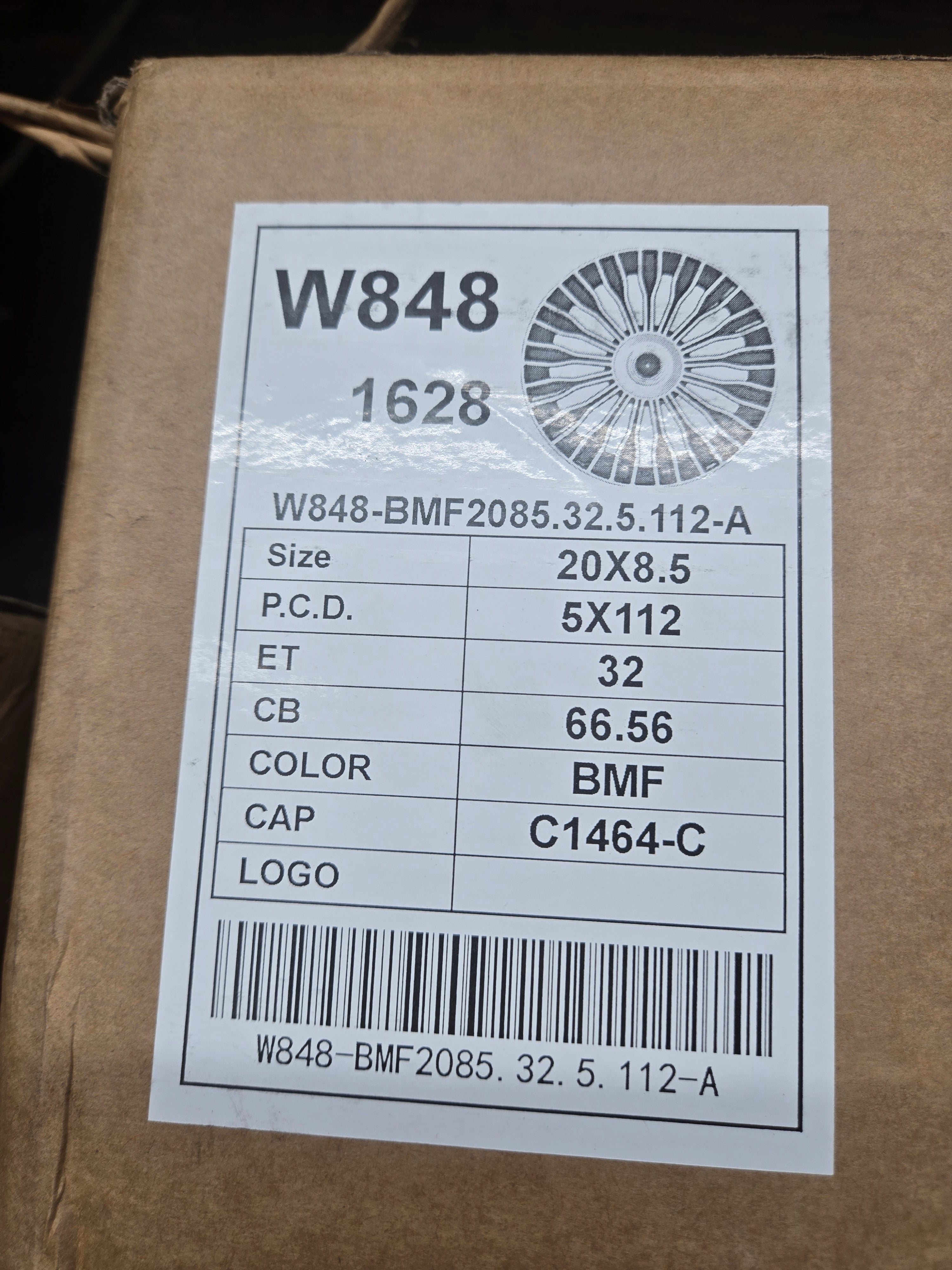 W848 20X8.5 5X112 BLACK MACHINED FACE CB66.6 ET32