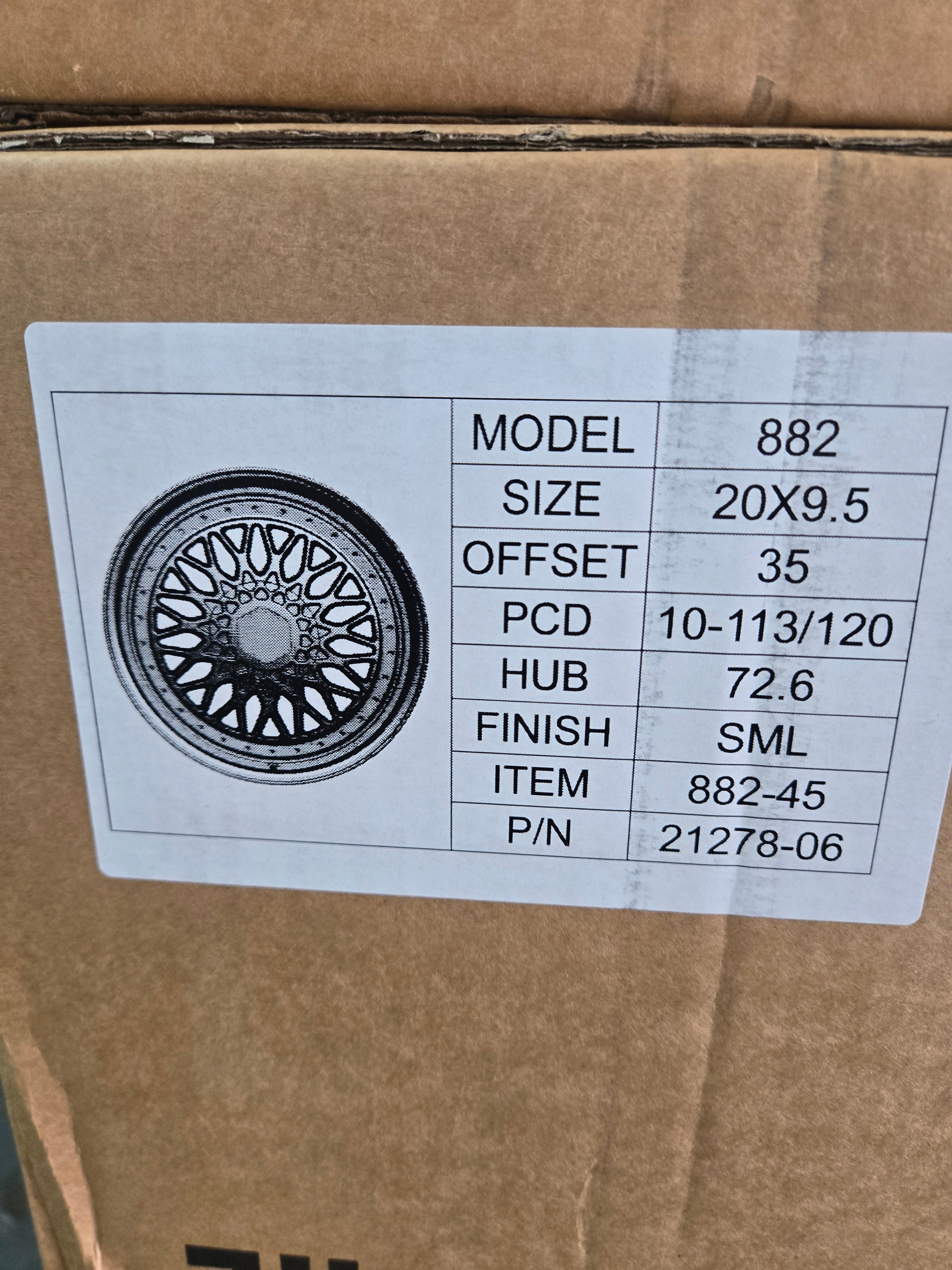 882 20X9.5 5X112 5X114.3 5X120 BLACK MACHINED LIP CB72.6 ET35