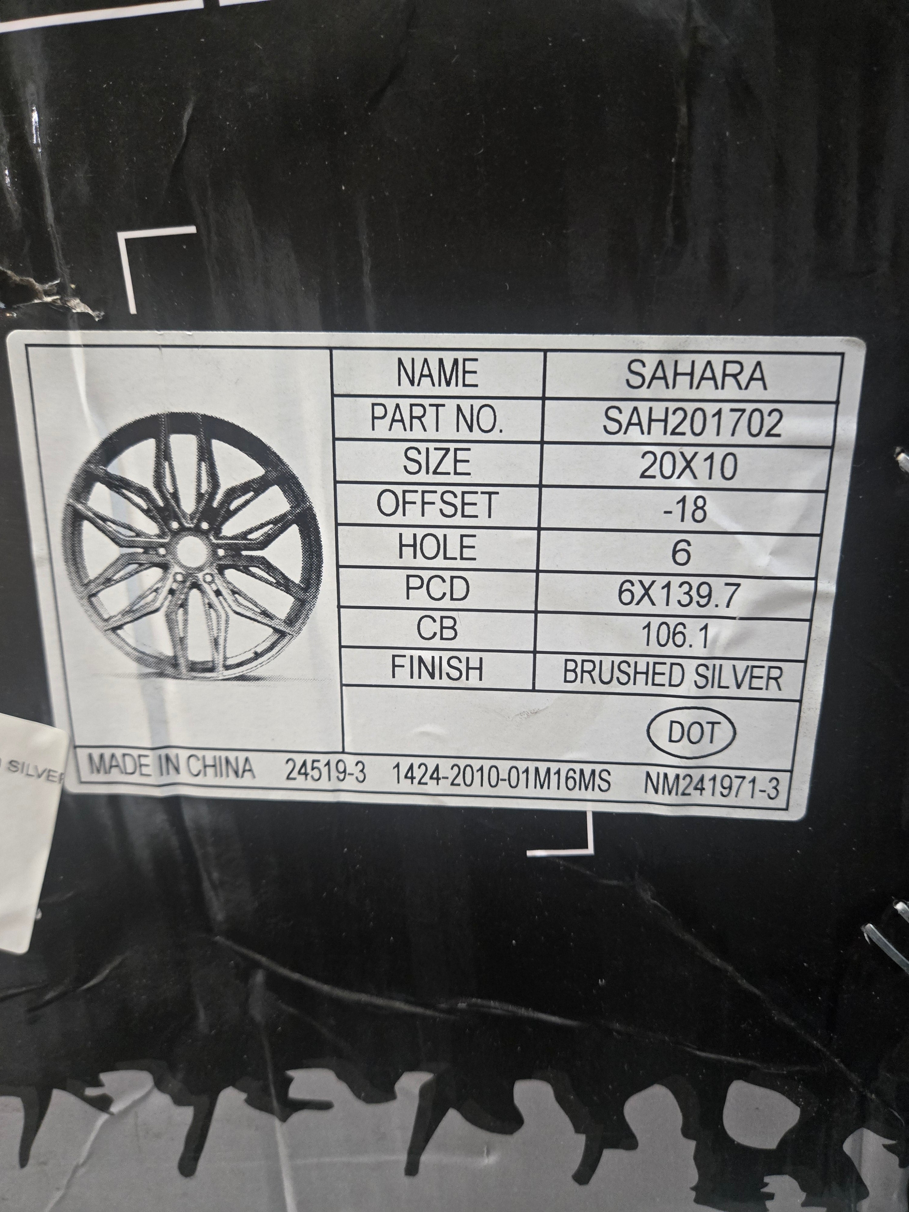 SAHARA 20X10 6X139.7 BRUSHED SILVER CB106.1 ET 0MM