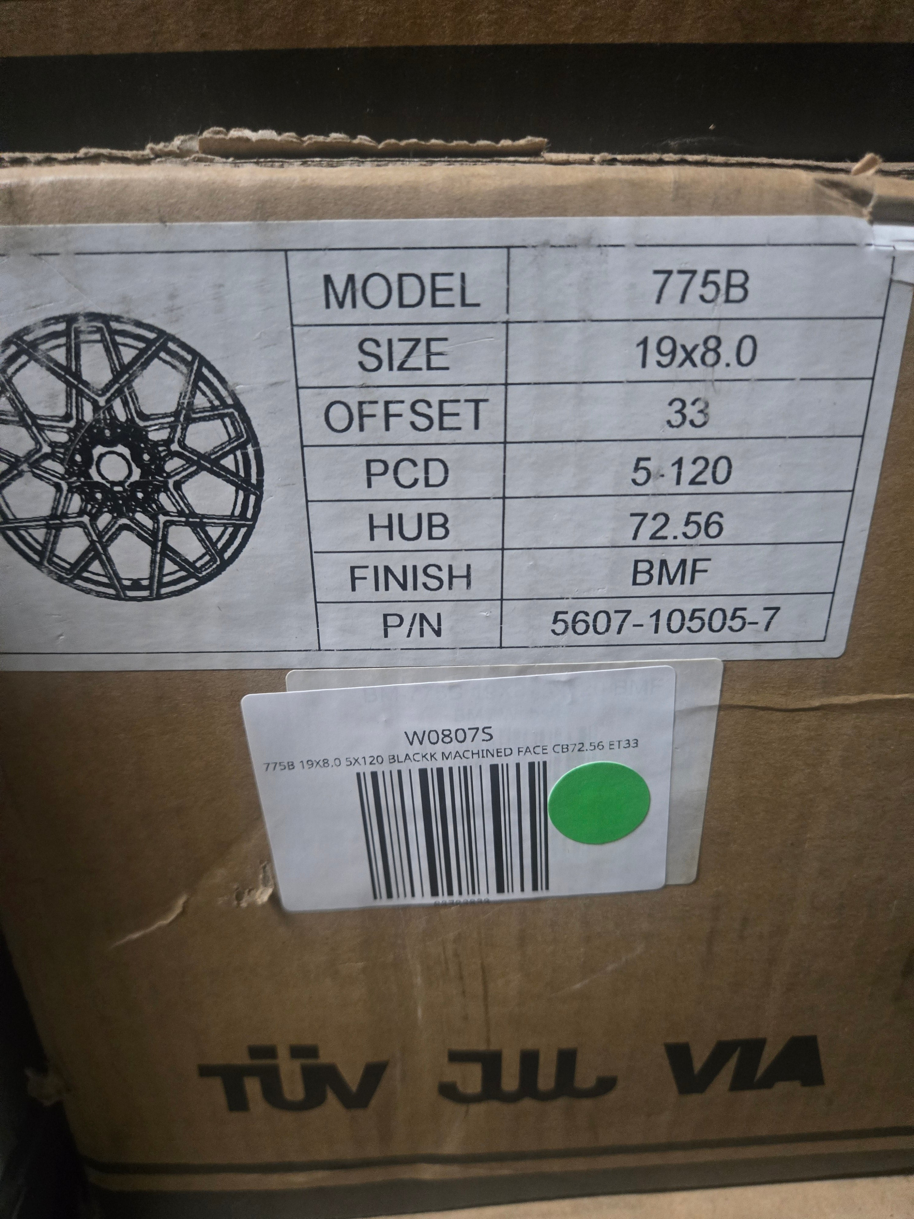 775B 19X8.0 5X120 BLACKK MACHINED FACE CB72.56 ET33