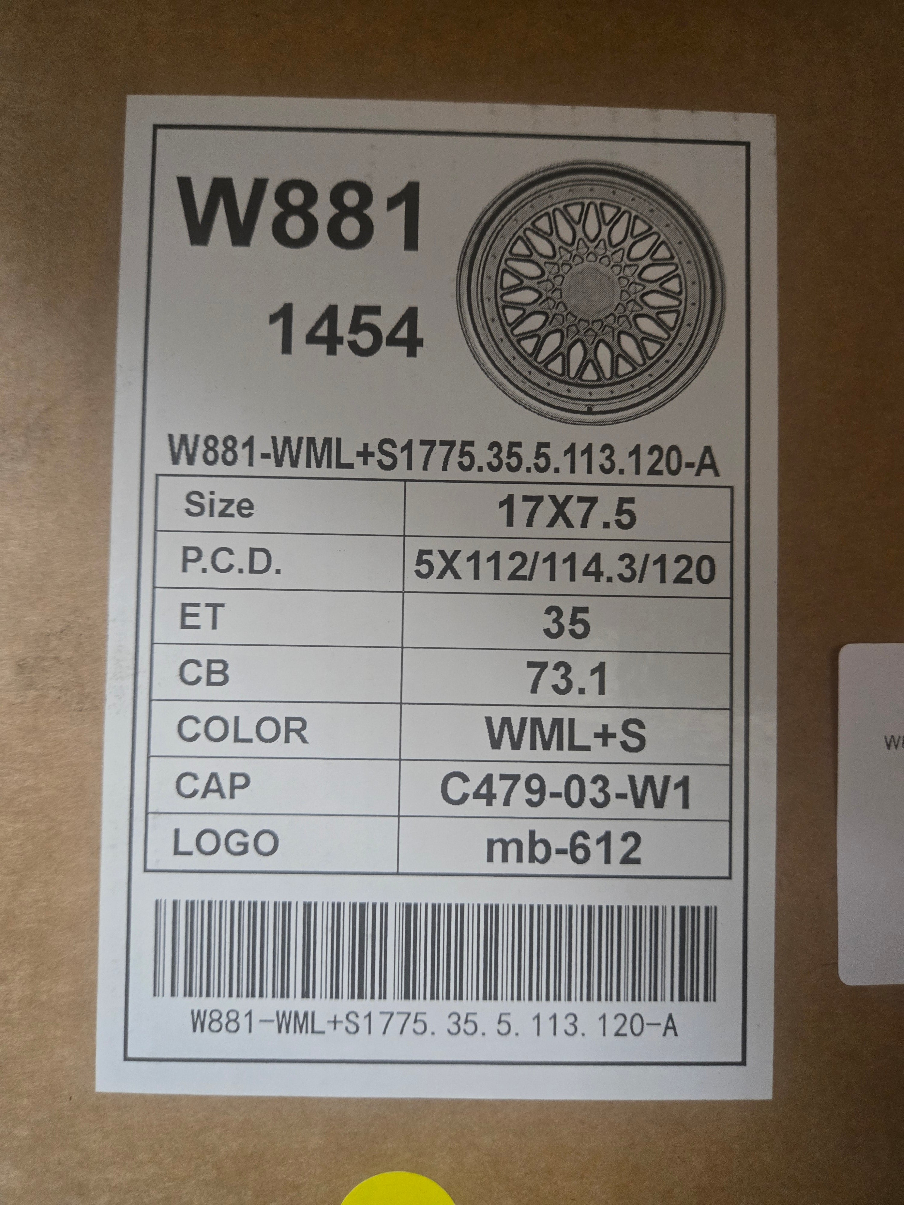 W881 17X7.5 5X112 5X114.3 5X120 WHITE CB73.1 ET35