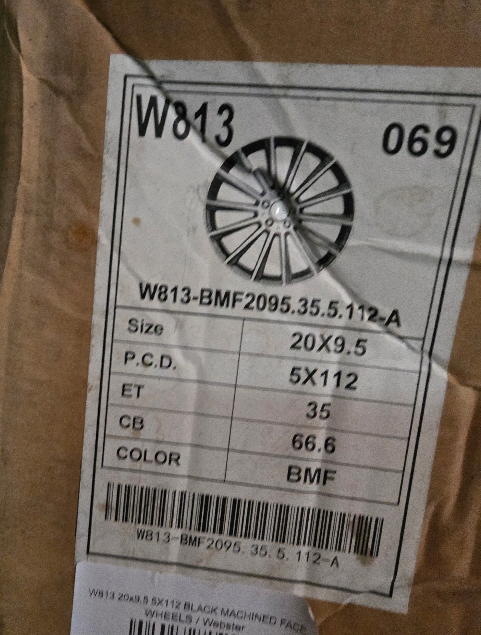 W813 20x9.5 5x112 BLACK MACHINED FACE CB66.6 ET35