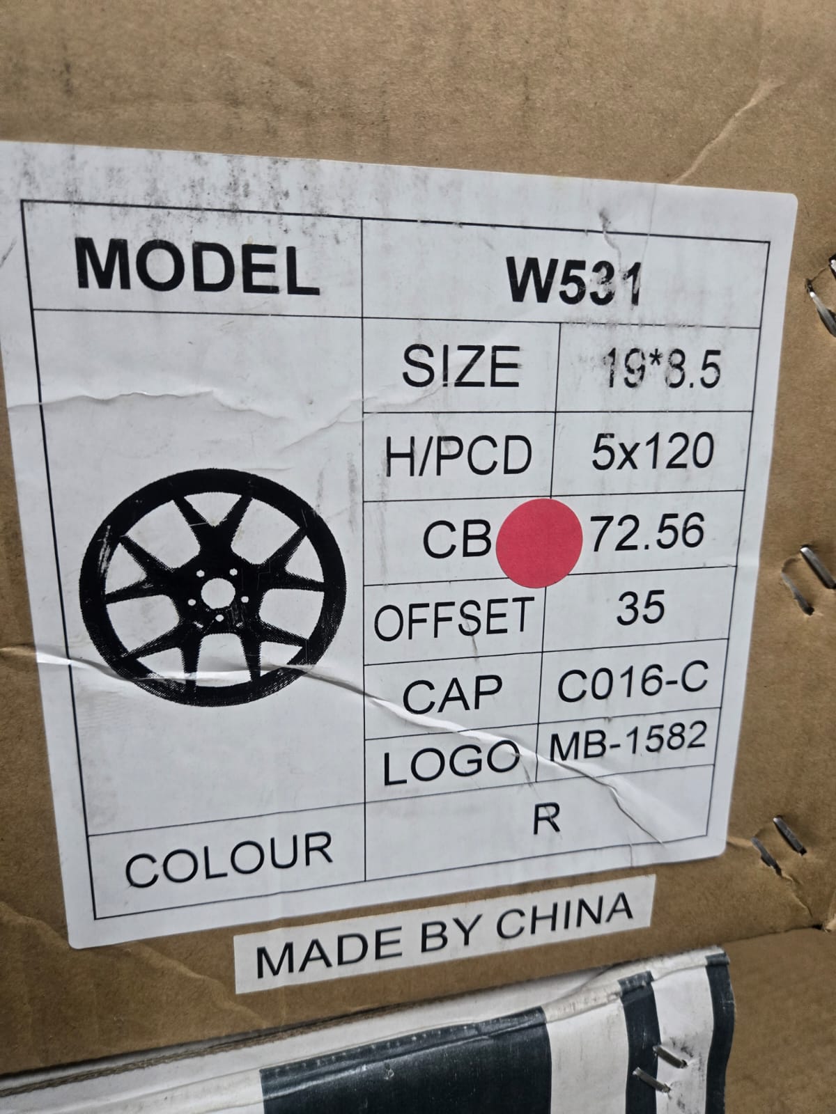 W531 19X8.5 5X120 RED CB72.56 ET35
