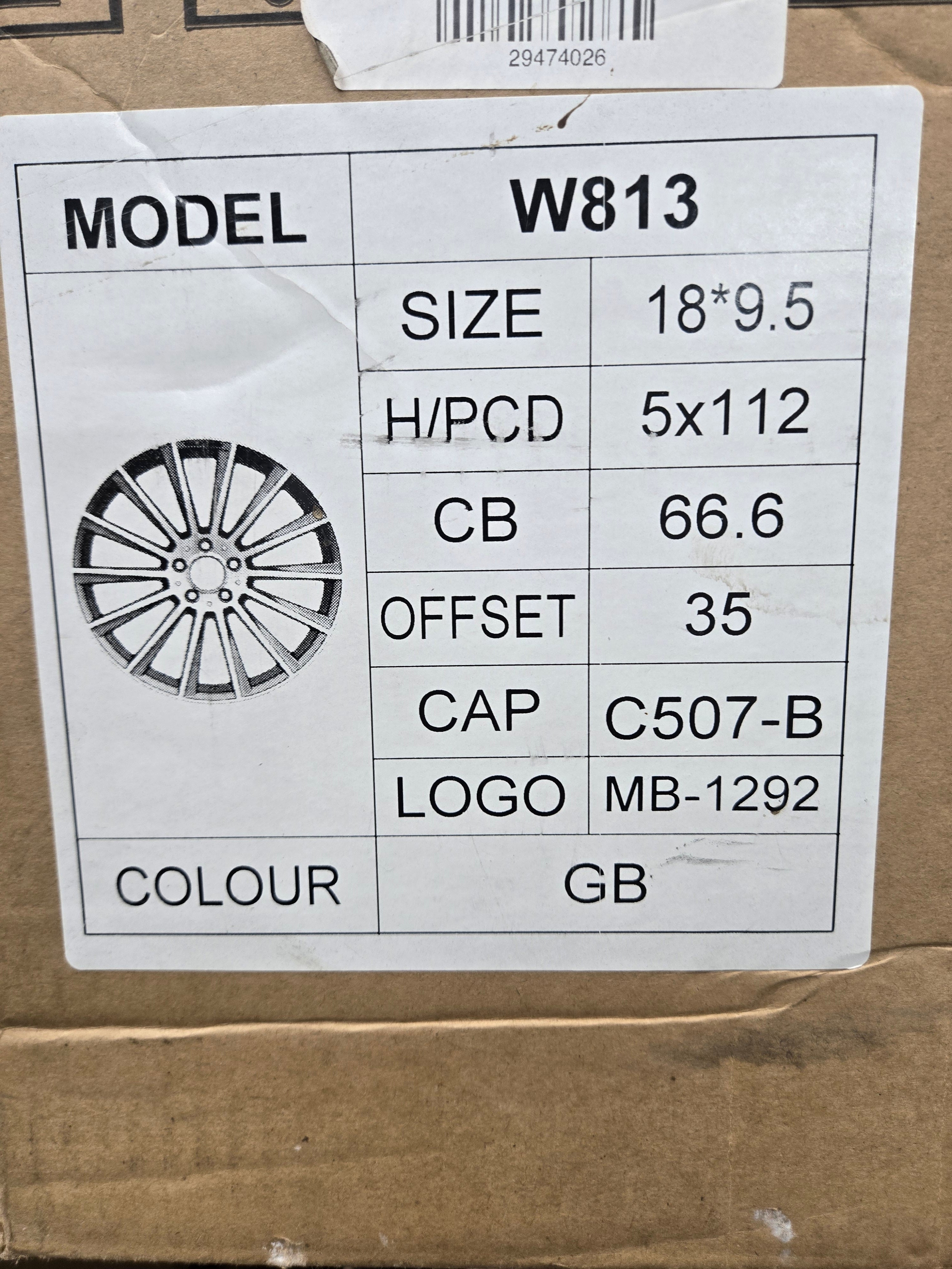 W813 18X9.5 5X112 BLOSS BLACK CB66.6 ET35