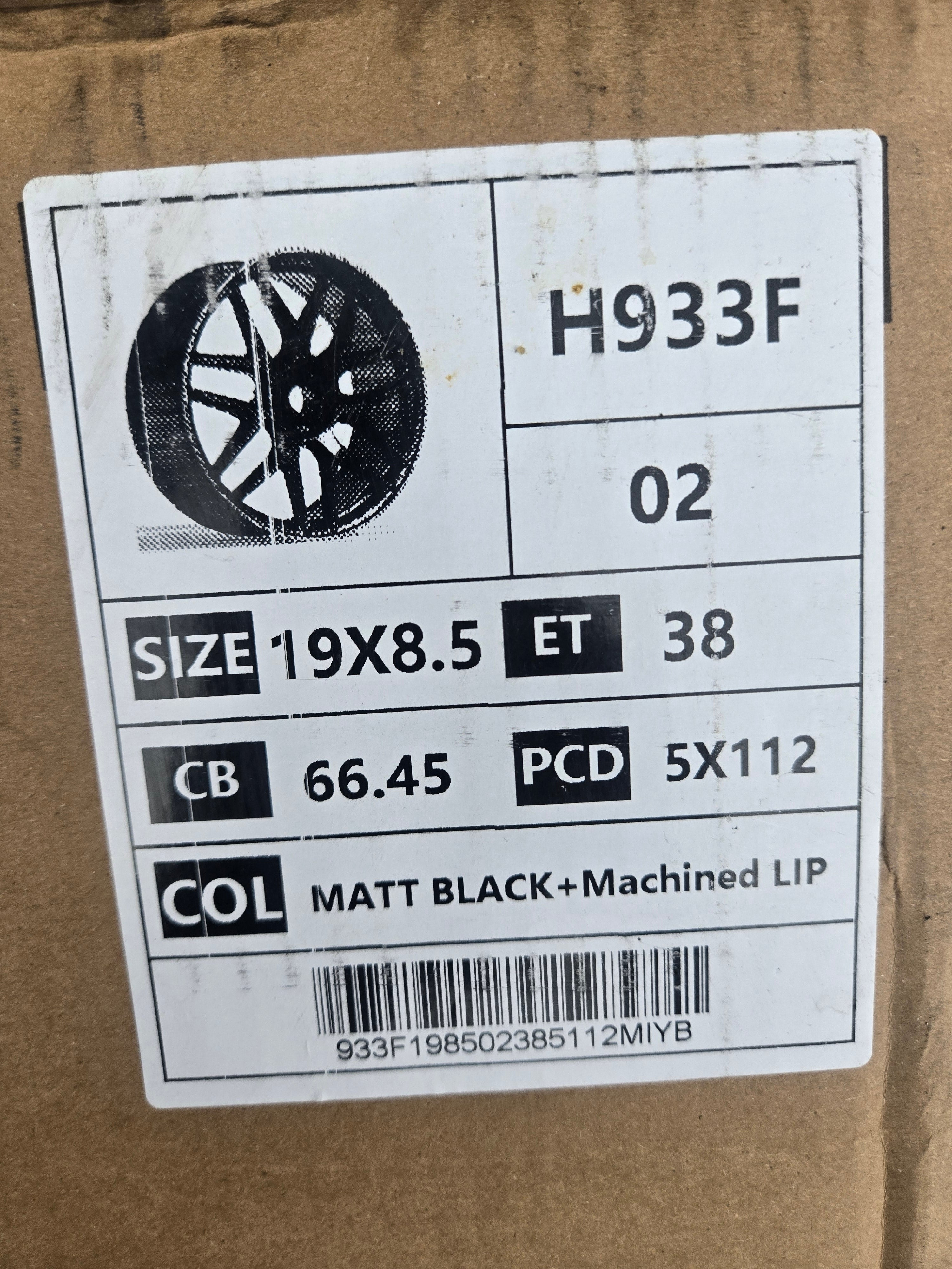 H933F 19X8.5 5X112 MATTE BLACK MACHINED RING CB66.1 ET35