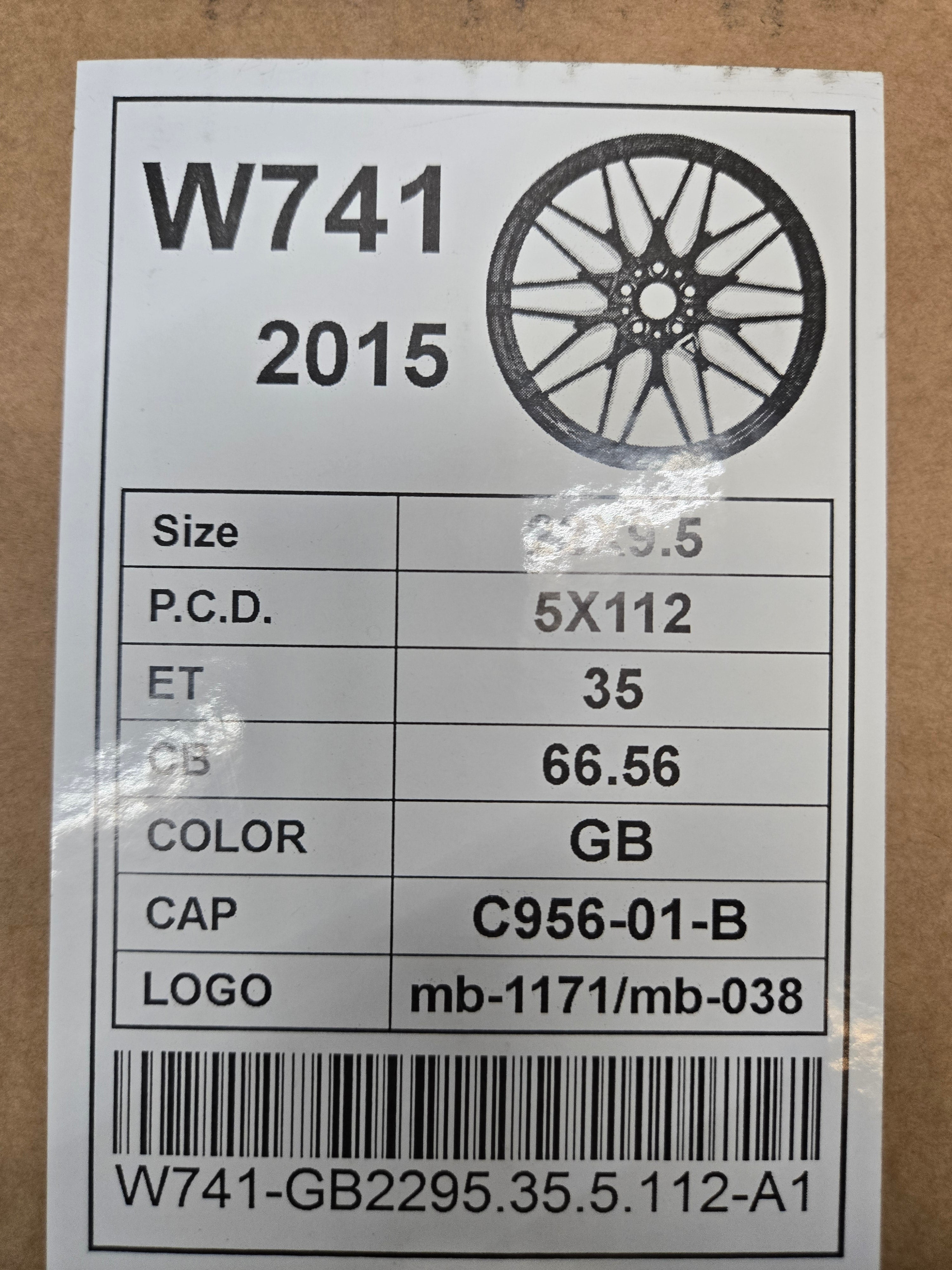 W741 22X9.0 5X112 GLOSS BLACK CB66.6 ET35