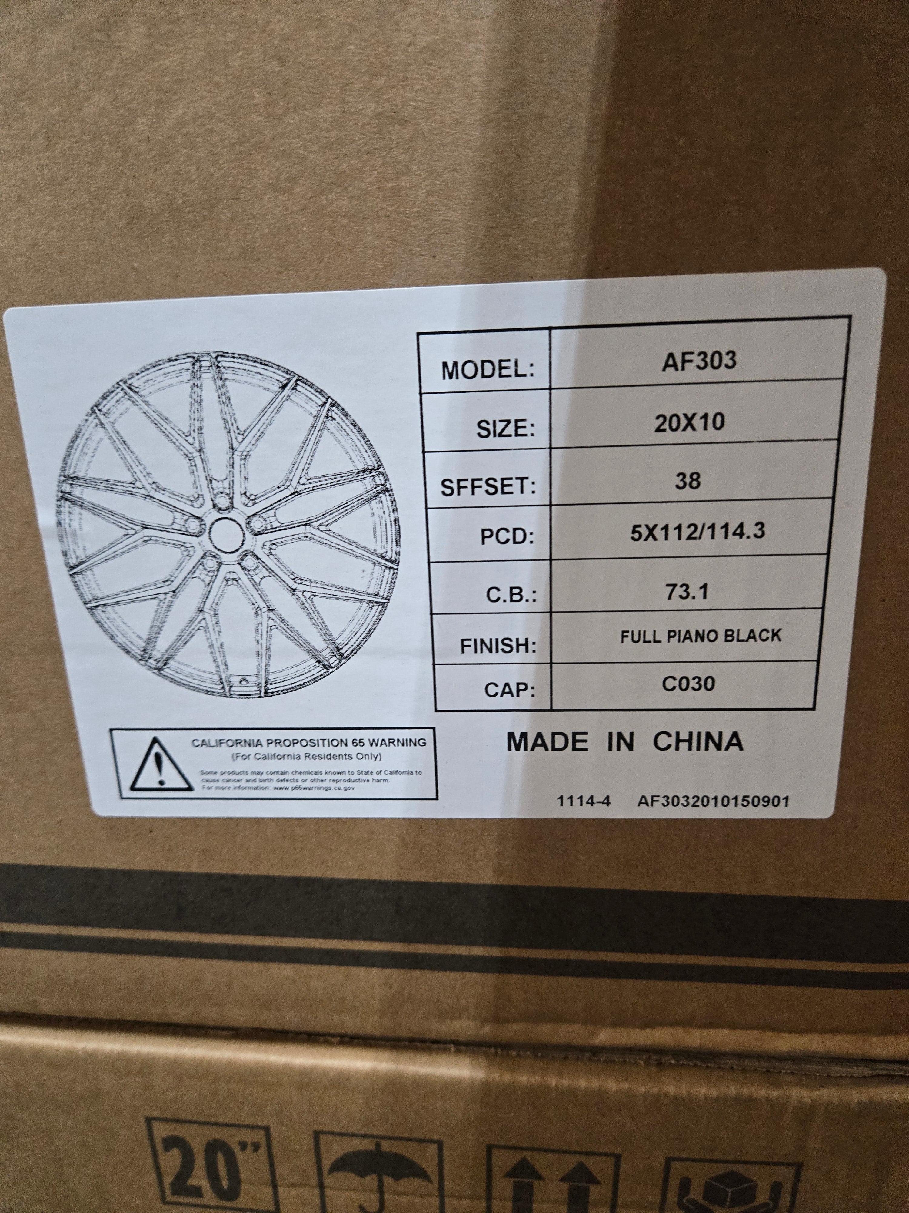 AF303 22X10.5 5X112 5X114.3 GLOSS BLACK CB73.1 ET38