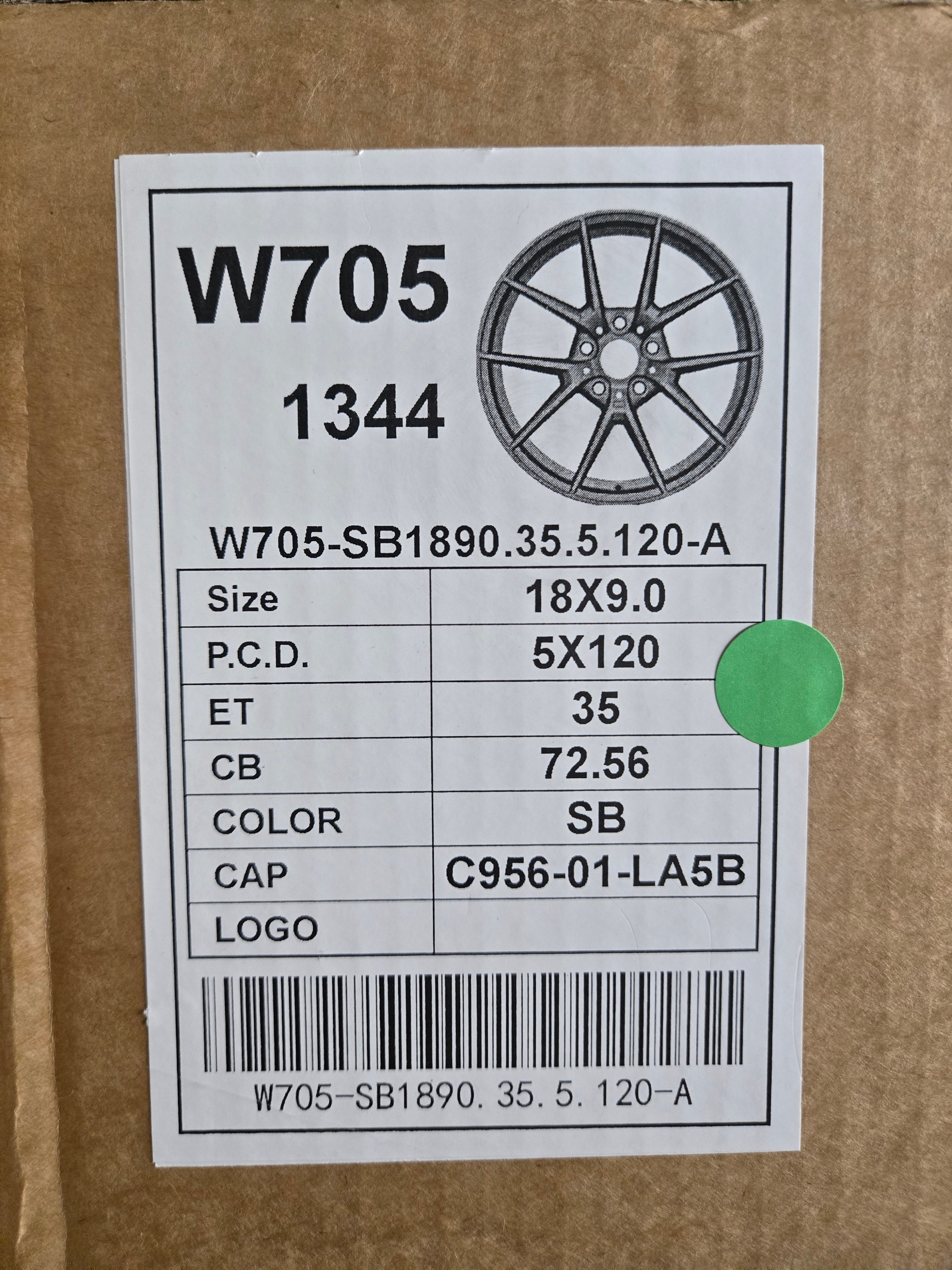 W705 18X9.0 5X120 MATTE BLACK CB72.56 ET35