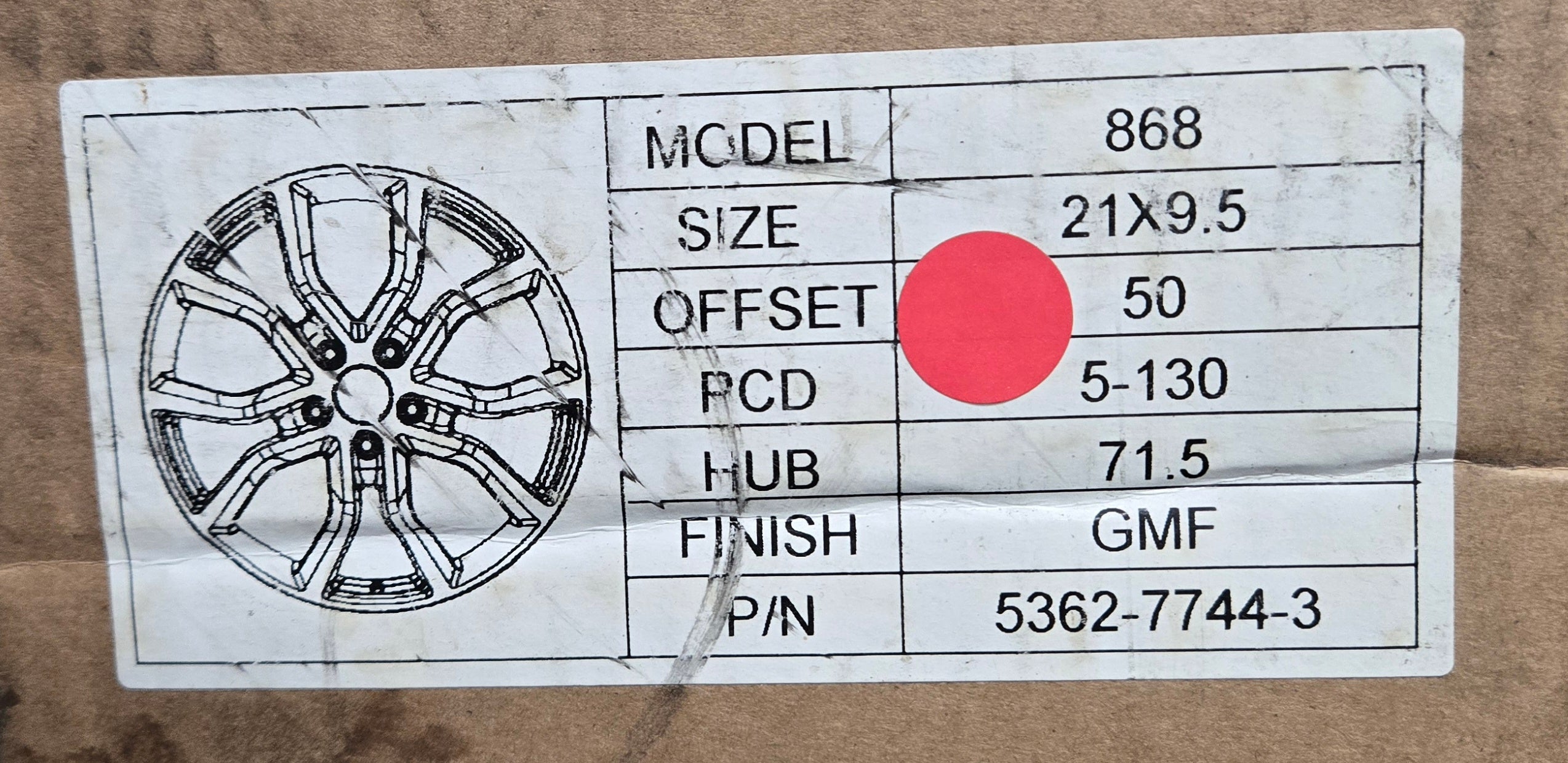 868 21X9.5 5X130 GUNMETAL MACHINED FACE