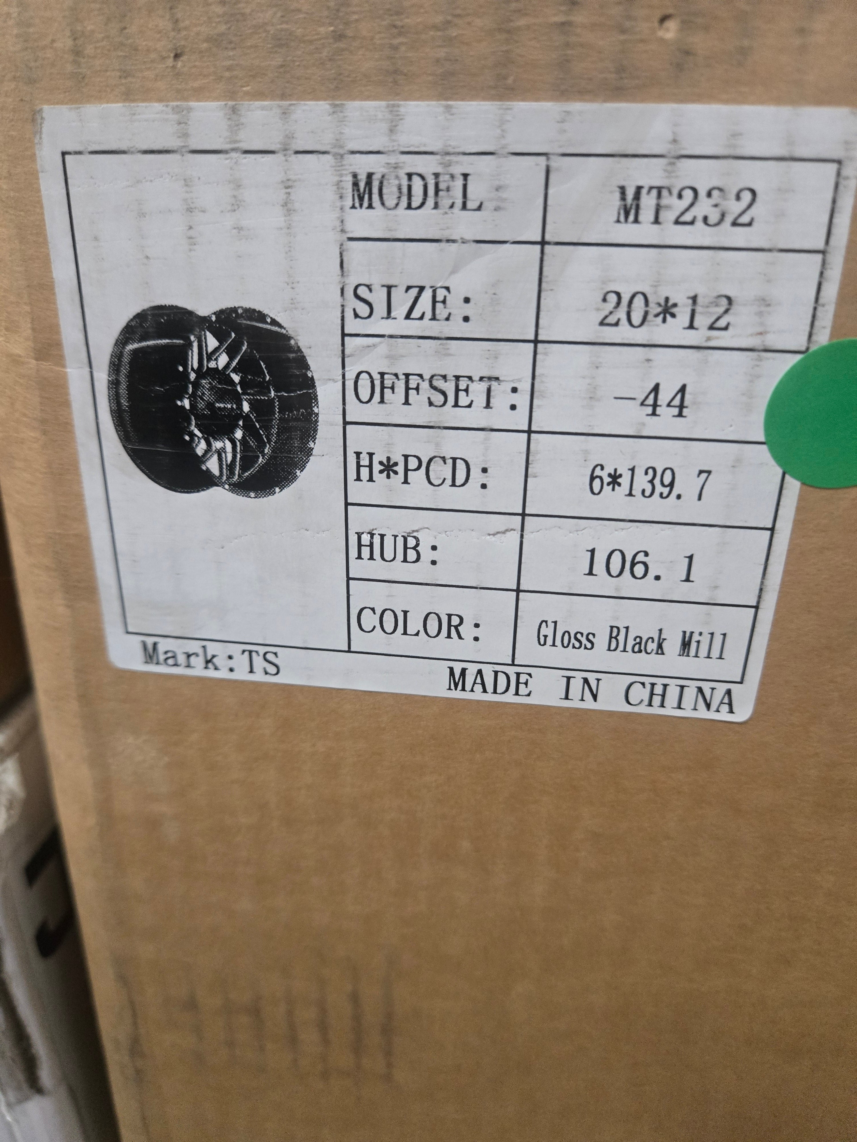 MT232 20X12 6X139.7 BLACK MACHINED MILLED CB106.1 ET44