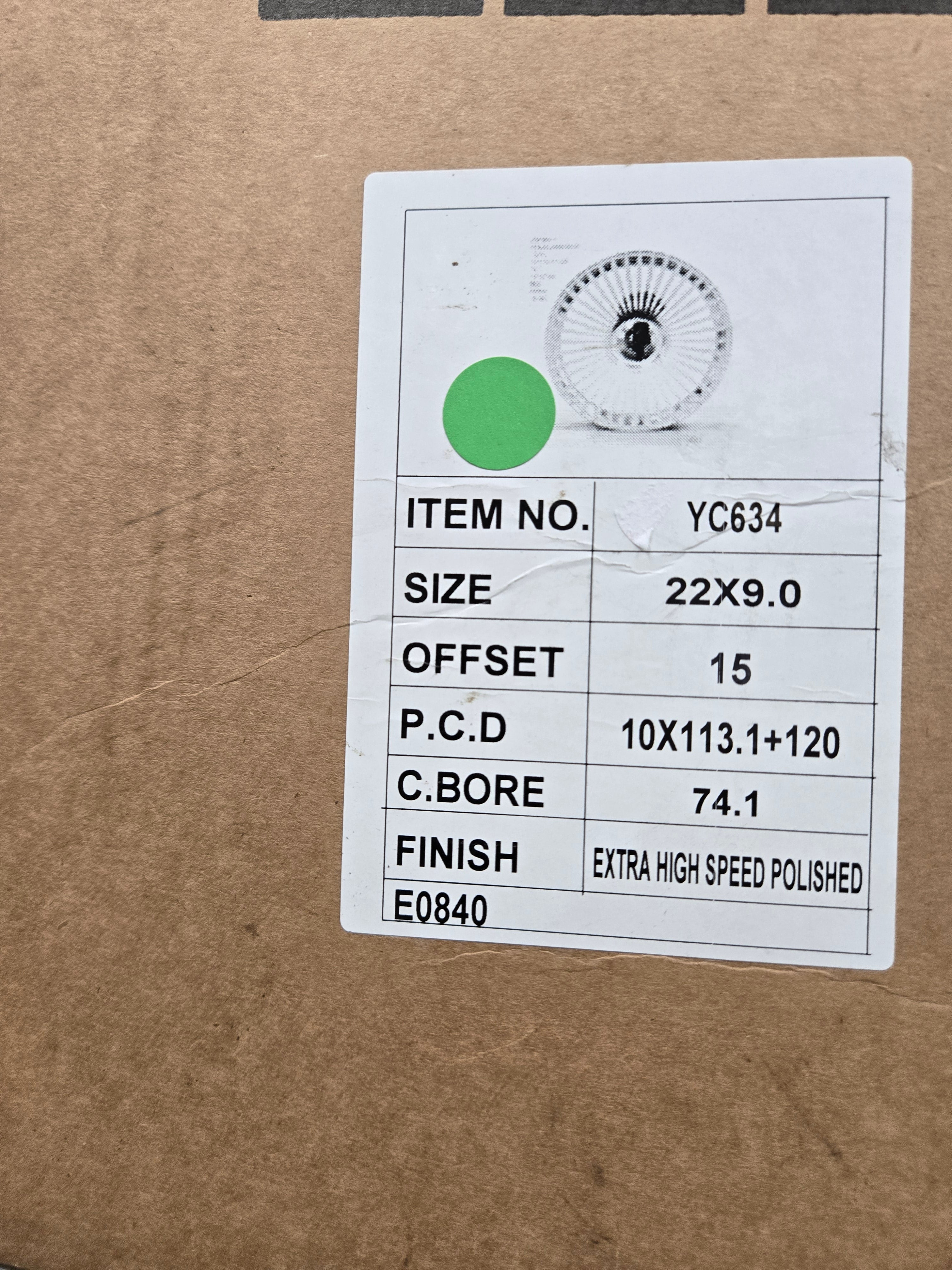 YC634 22X9.0 5X112 5X114.3 5X120 EXTRA HIGH POLIIHED CB74.1 ET15
