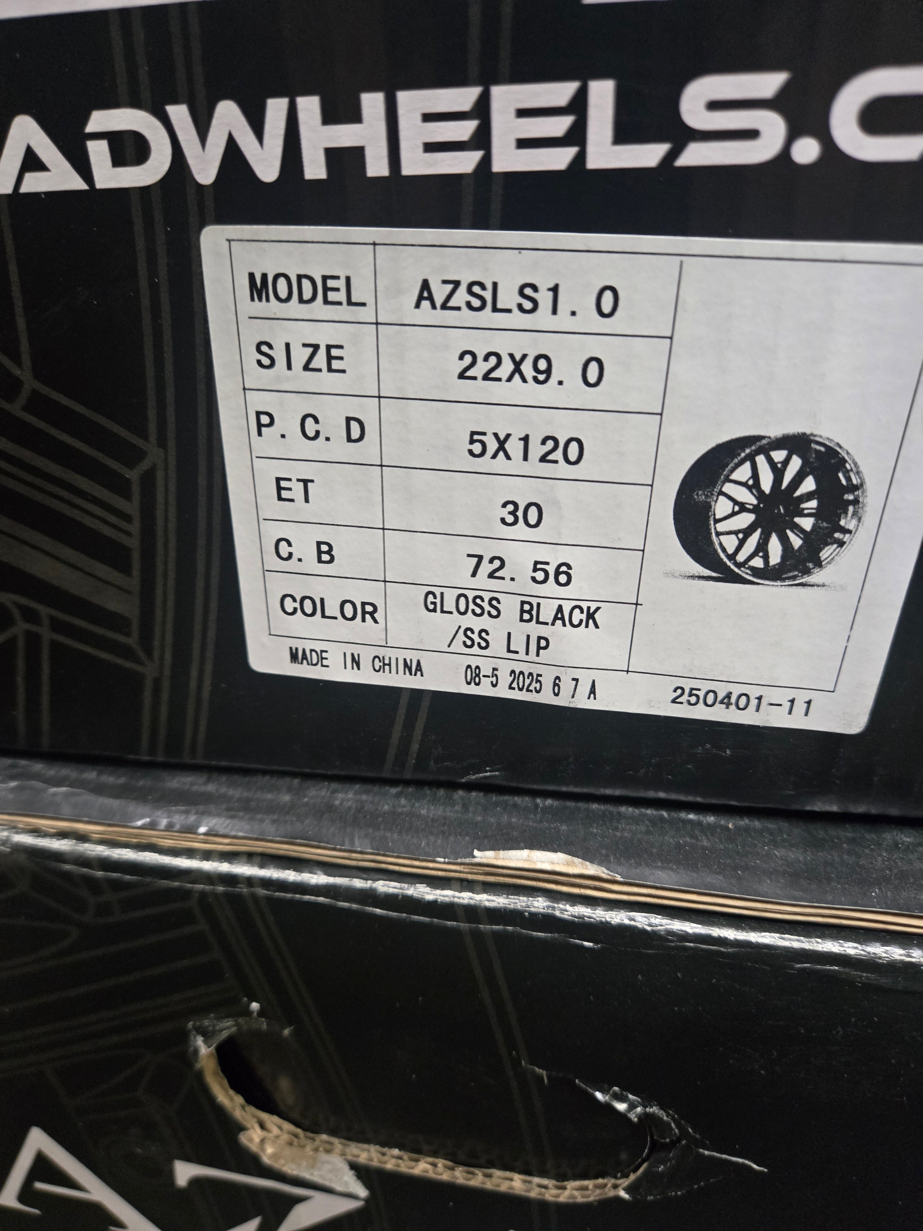AZAD AZSLS1.0 22x9 5x120 GLOSS BLACK WITH CHROME LIP CB72.1 ET35