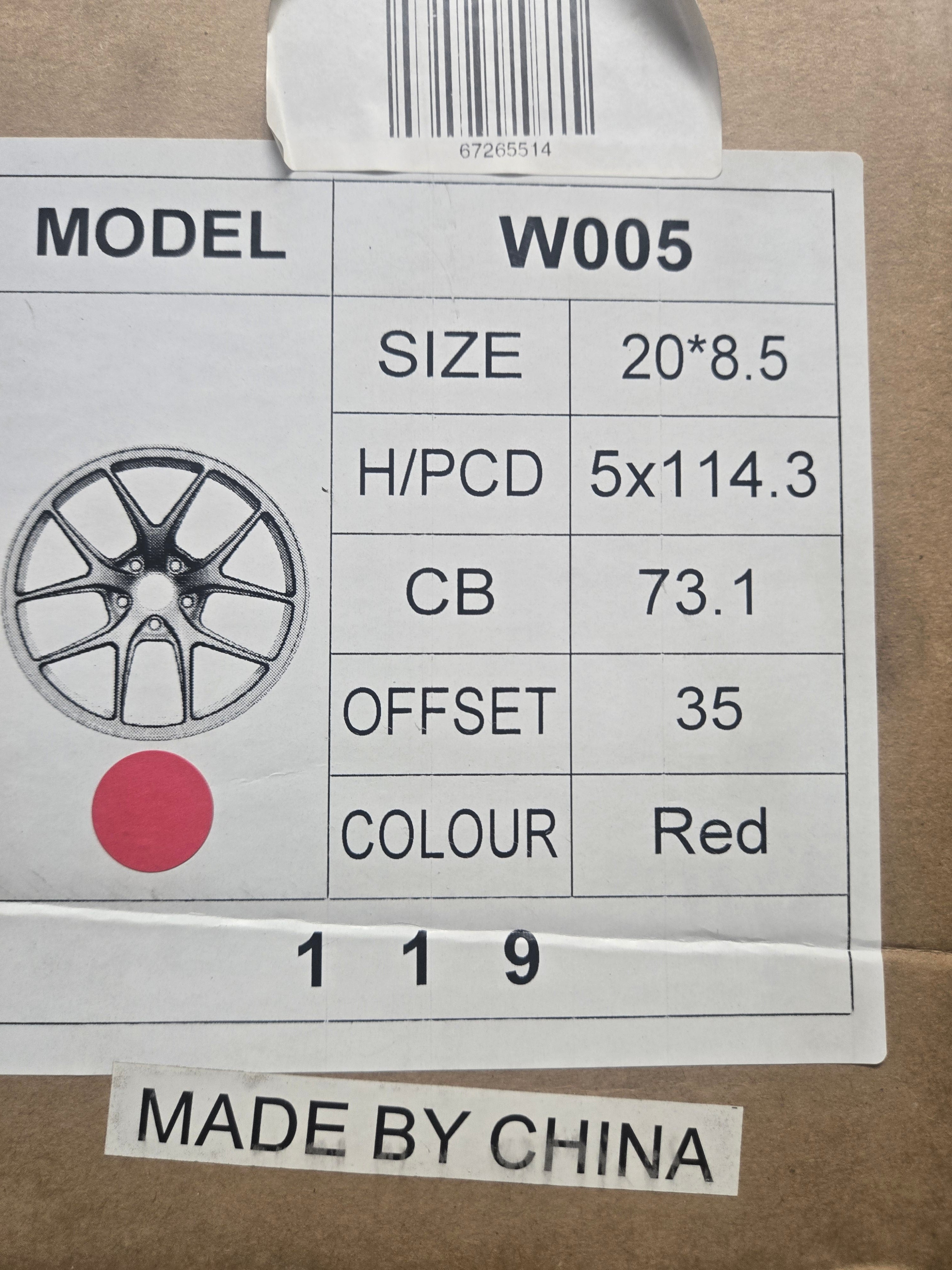 W005 20X8.5 5X114.3 RED CB73.1 ET35