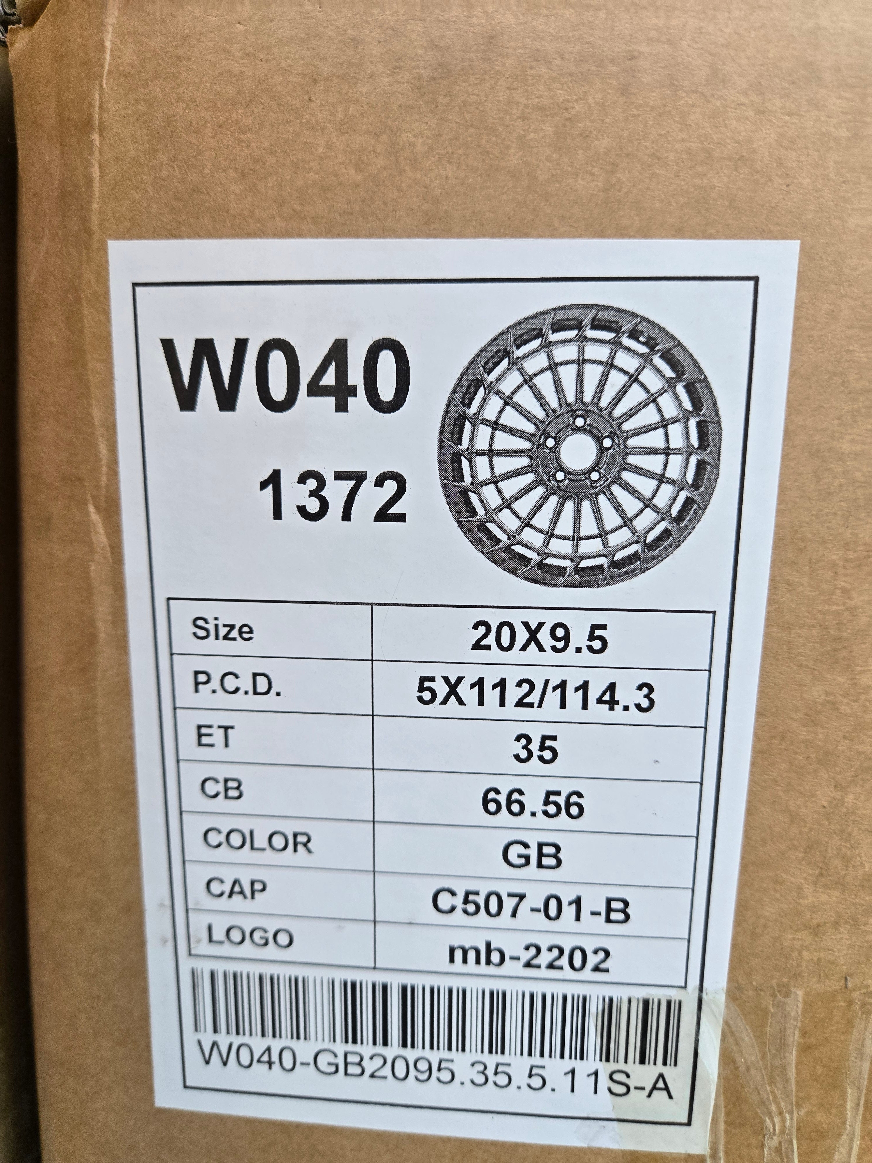 W040 20X9.5 5X112 5X120 GLOSS BLACK CB66.6 ET35