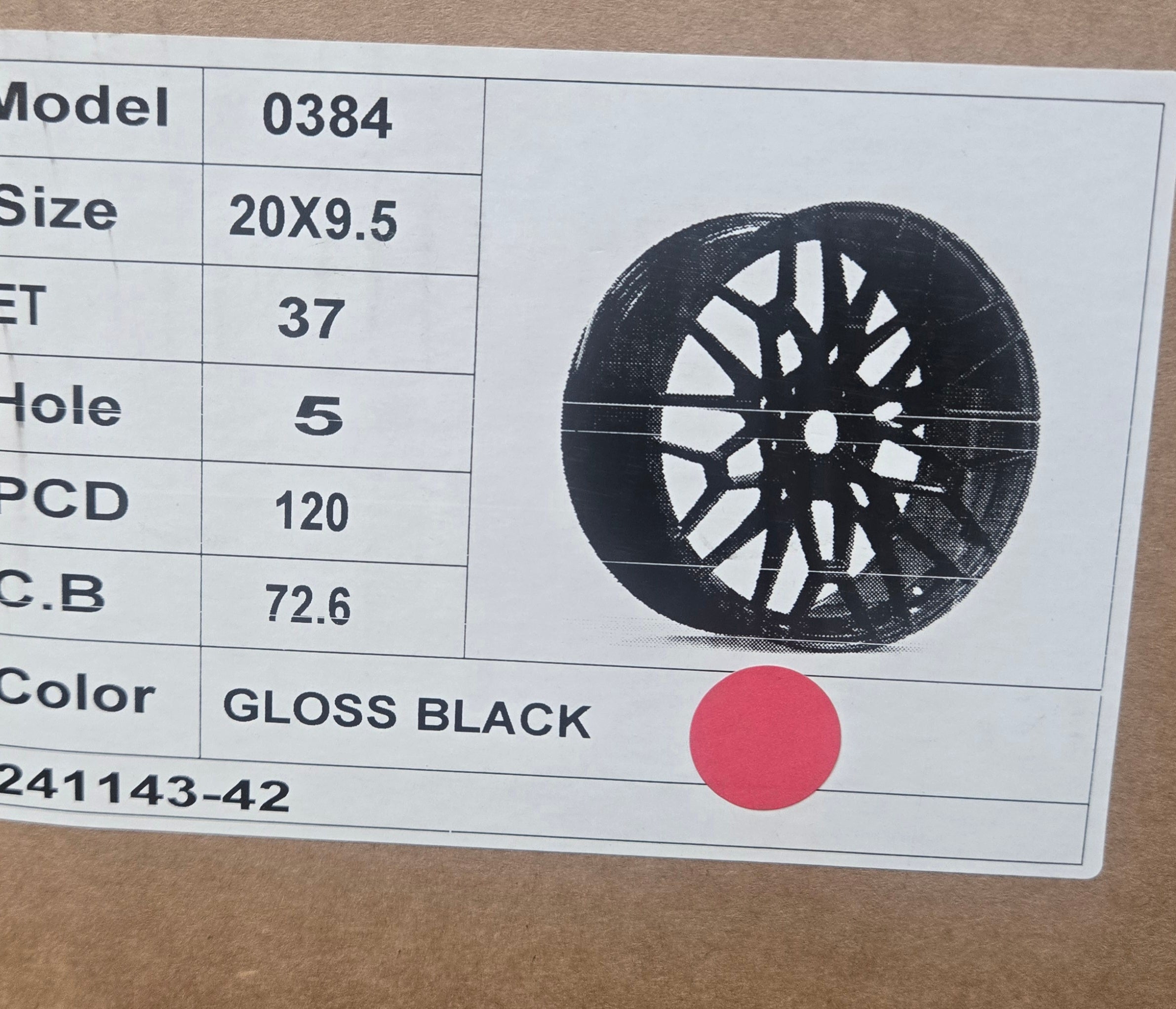 OE-0384 827M STYLE 20x9.5 5x120 GLOSS BLACK CB72.1 ET30