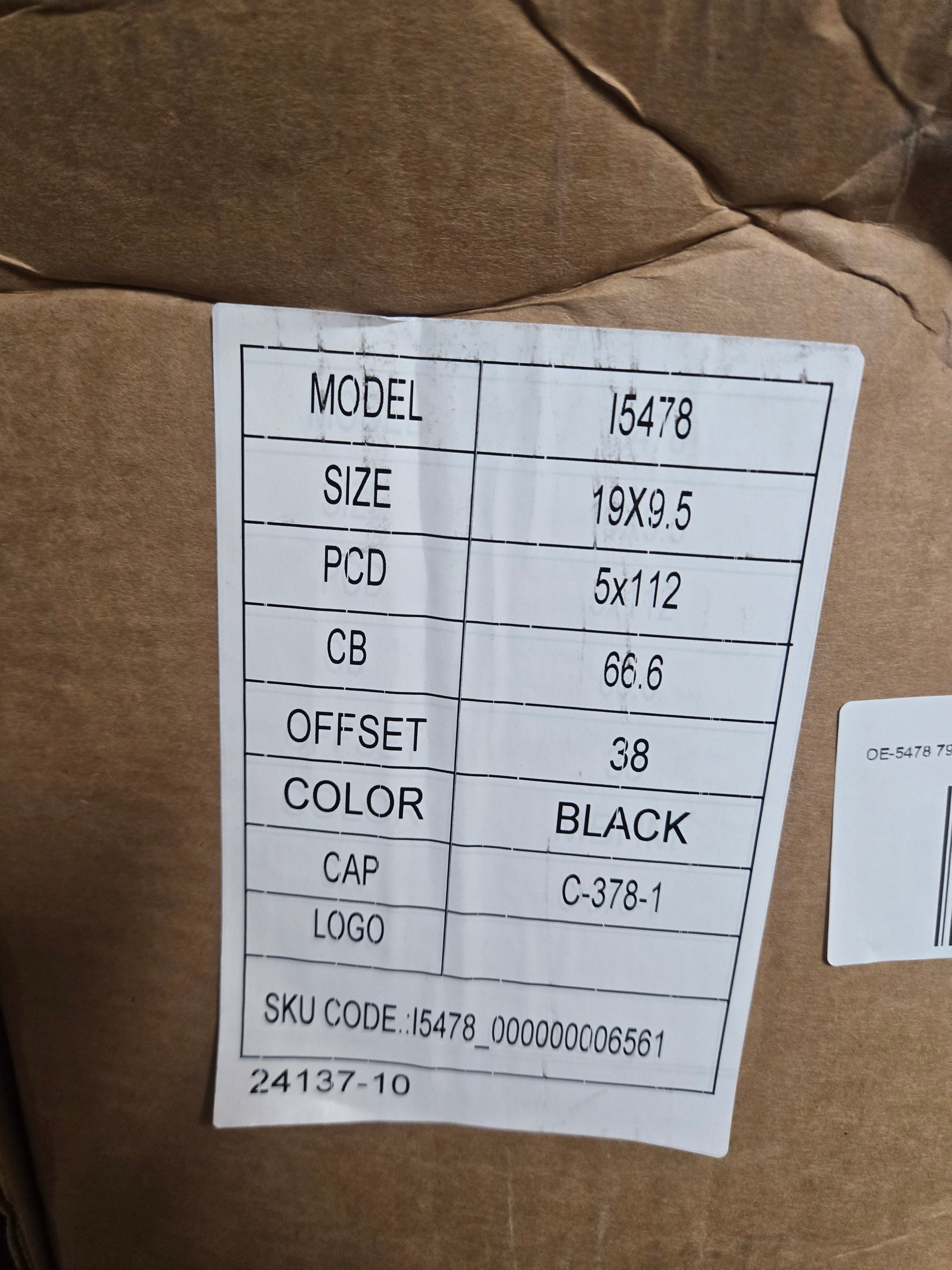 OE-5478 792M STYLE 19Xx9.5 5X112 PIANO BLACK CB66.1 ET38