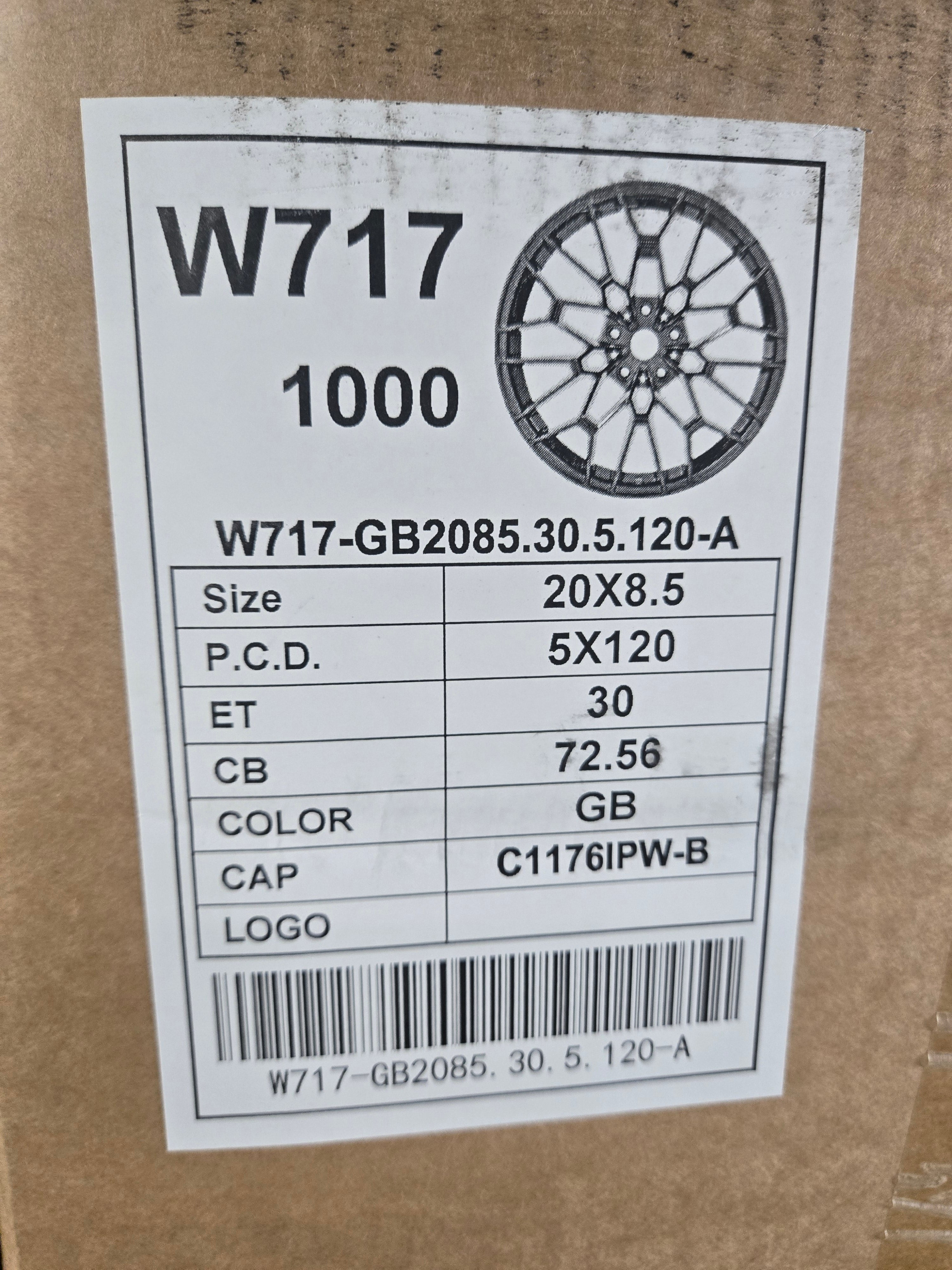 W717 20X8.5 5X120 GLOSS BLOSS BLACK CB72.56 ET30