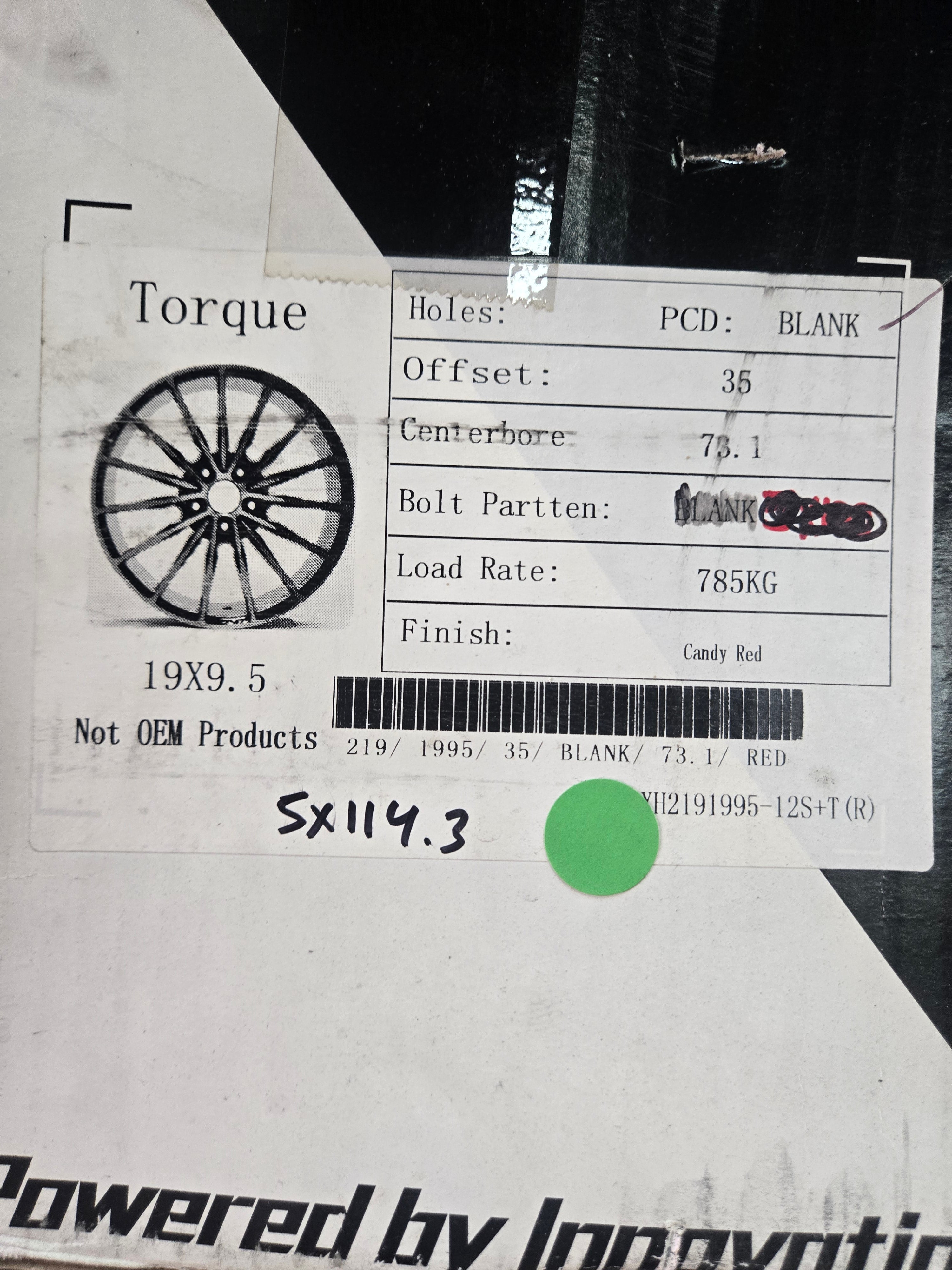YSM TORQUE 19X9.5 5X114.3 CANDY RED CB73.1 ET30