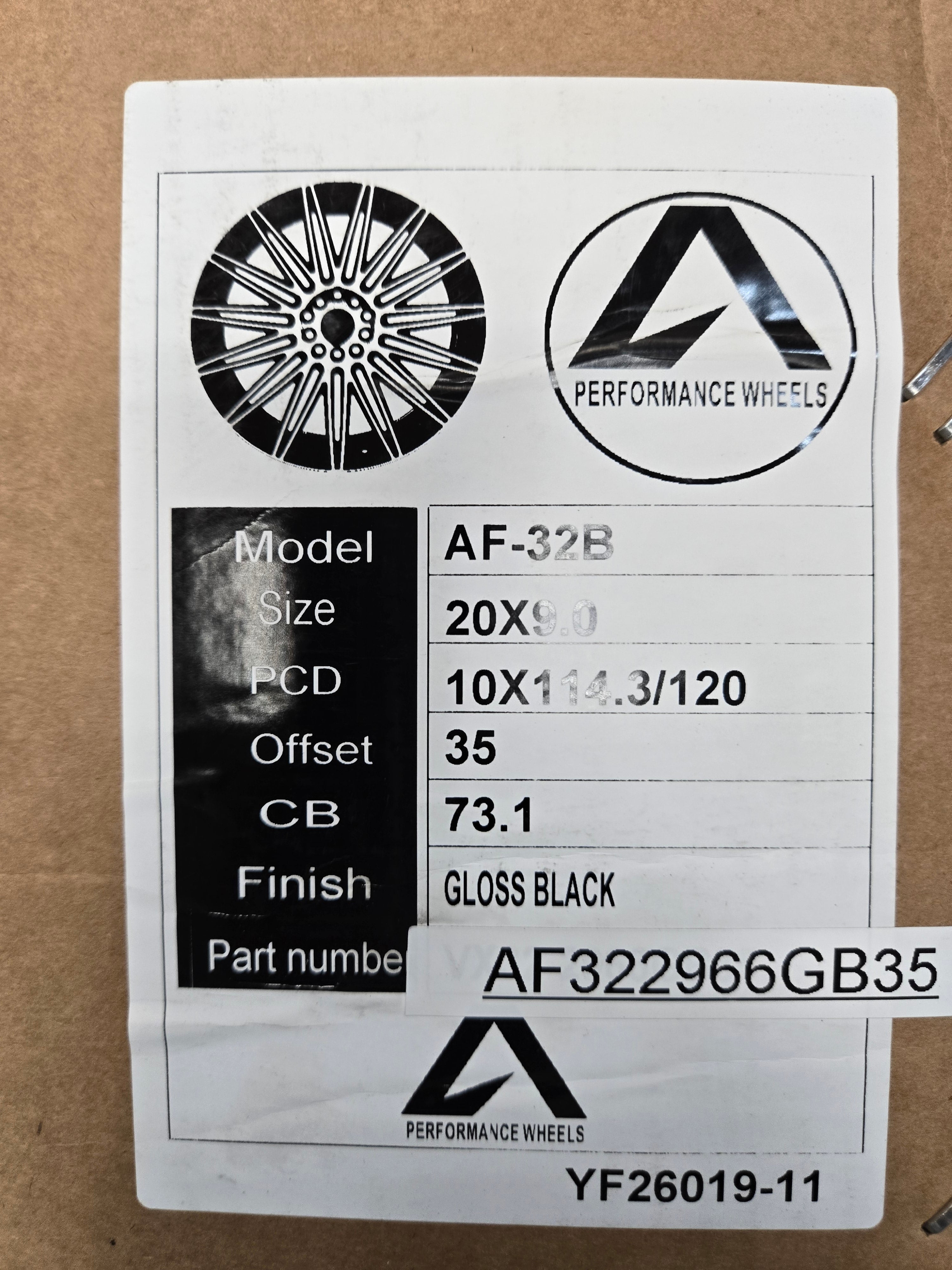 AXIA AF-32 20X9.0 5X114.3 / 5X120 GLOSS BLACK CB73.1 ET35