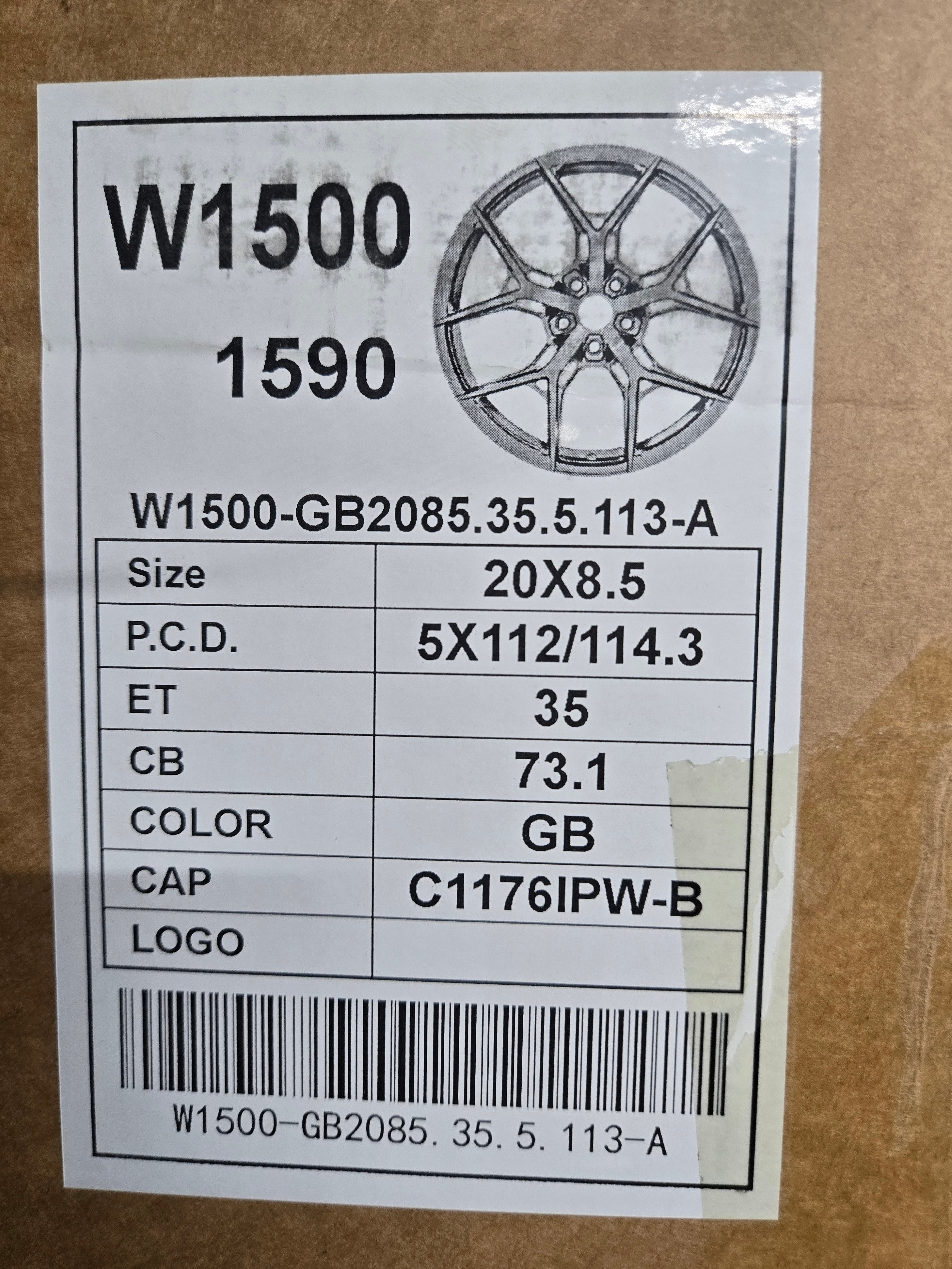 W1500 1696 20×8.5 5×112 / 5×114.3 Gloss Black