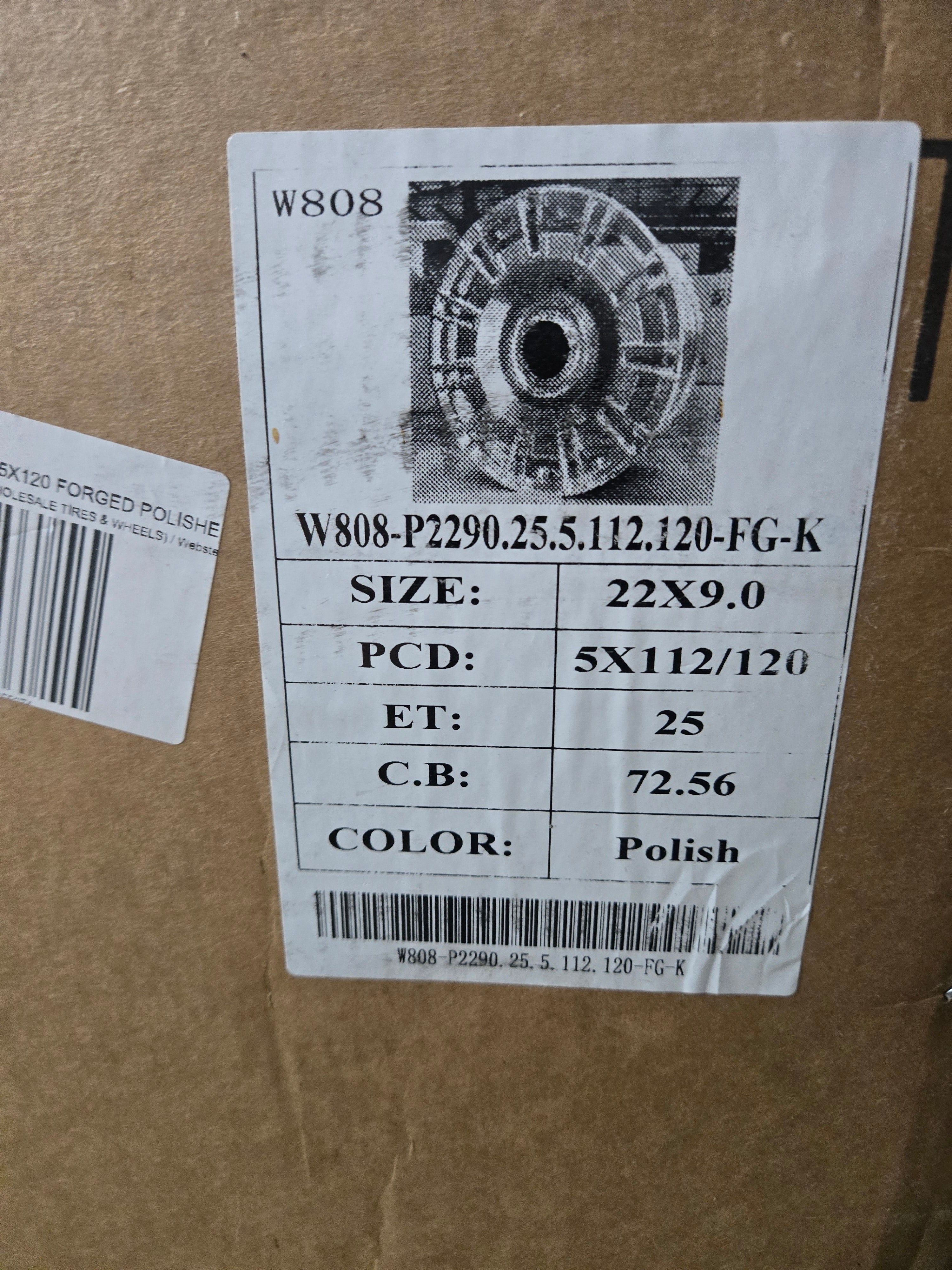 W808 22X9.0 5X112 5X120 POLISH CB 72.56 ET25