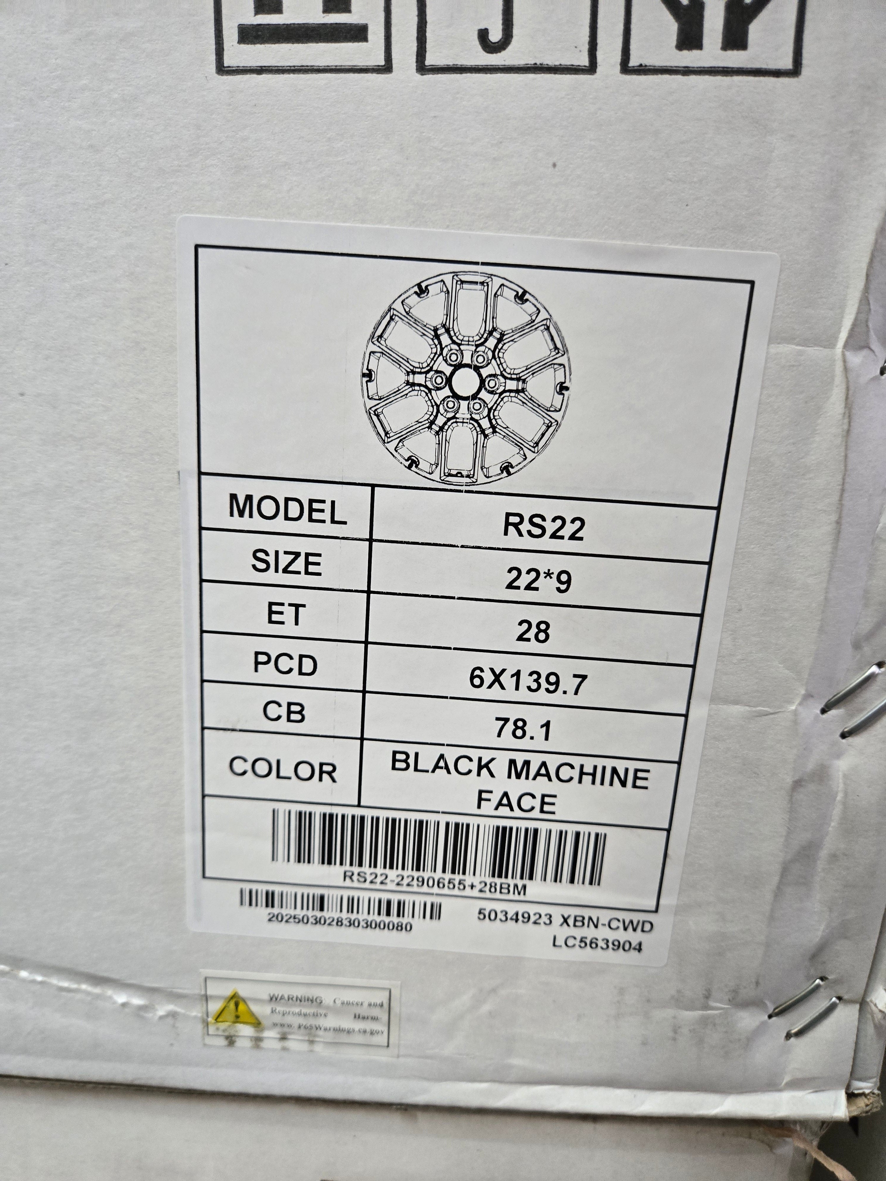 RS22 22.9.0 6X139.7 BLACK MACHINED FACE CB78.1 ET28