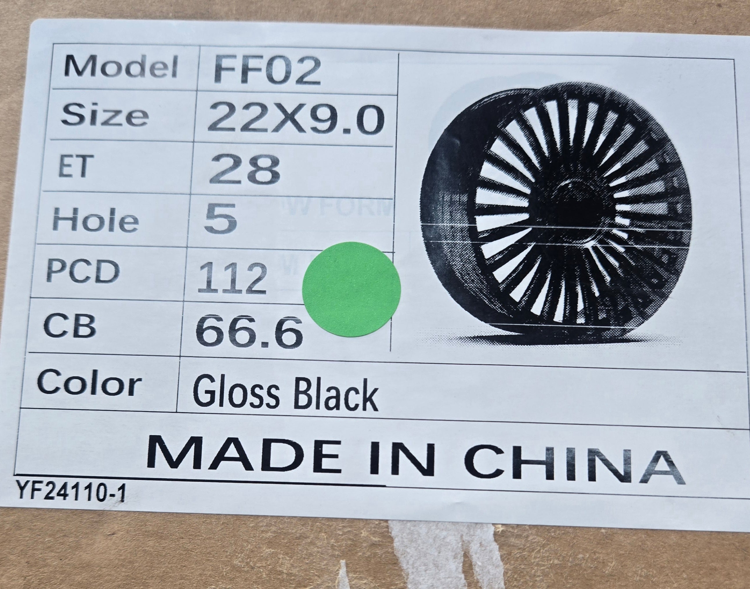 FF02 22X9.0 5X112 GLOSS BLACK CB66.6 ET28