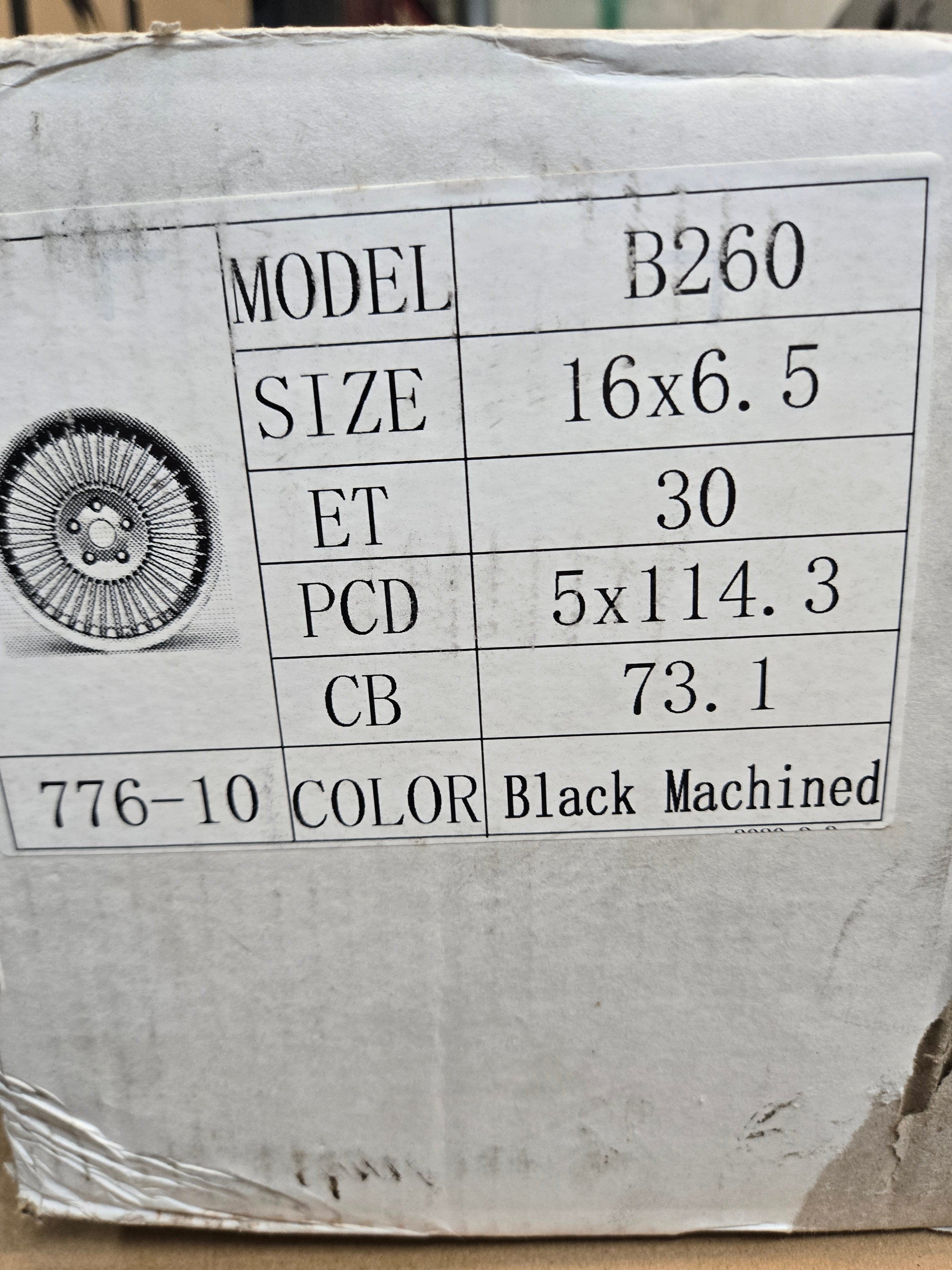 B260 16x6.5 5x114.3 PIANO BLACK MACHINED CB73.1 ET30