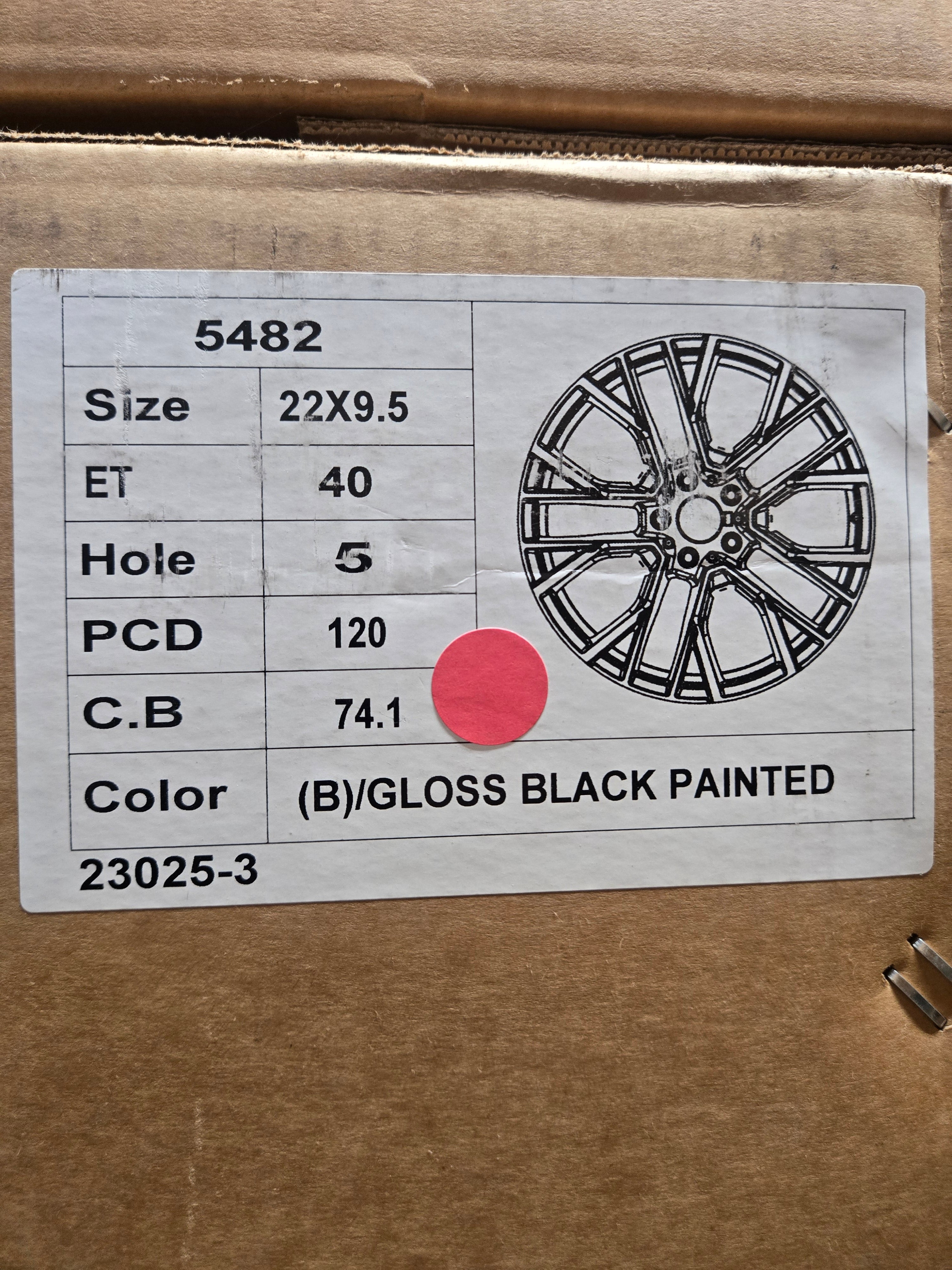 5482 22X9.5 5X120 GLOSS BLACK CB74.1 ET40