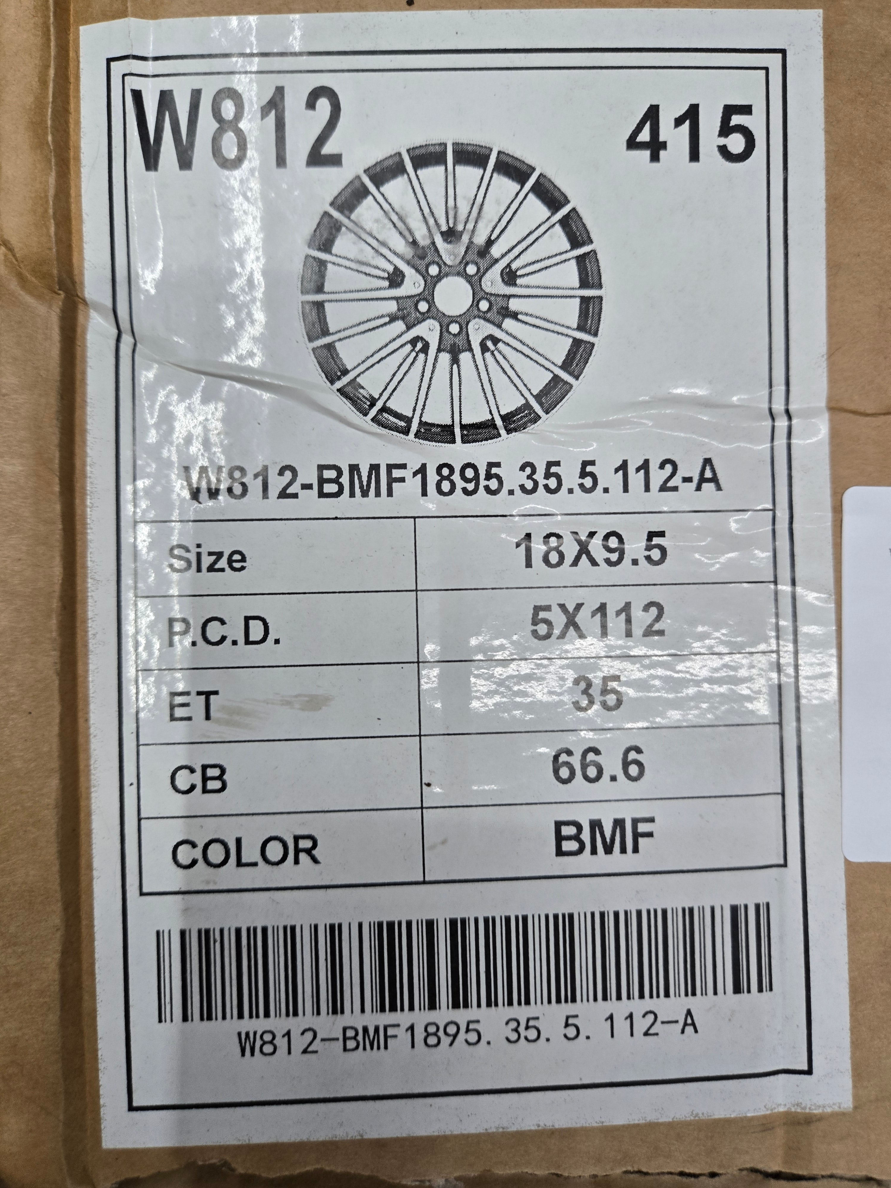 W812 18X9.5 5x112 BLACK MACHINED FACE CB66.1 ET35