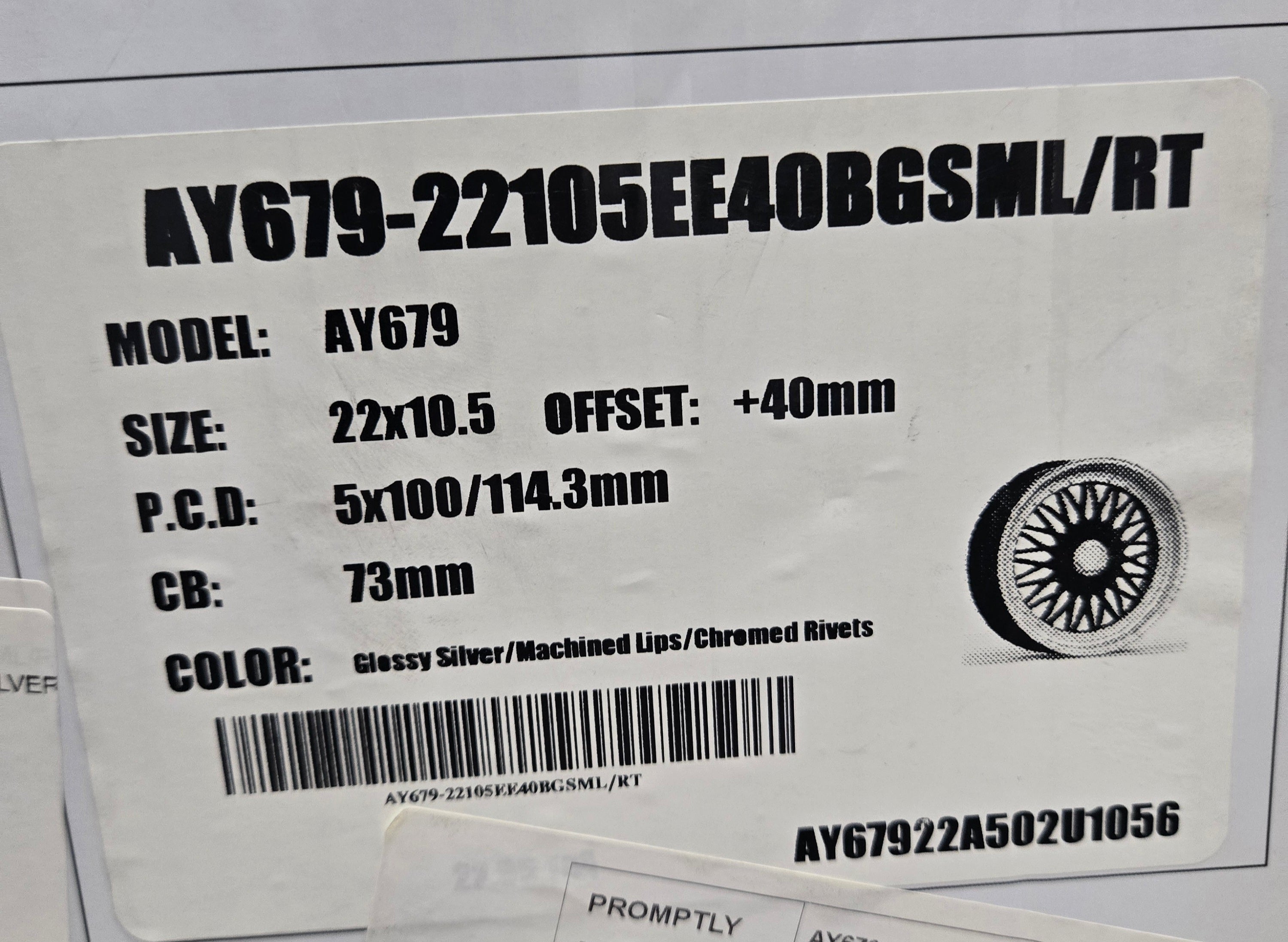 ALFINA AY679 22X10.5 5X100 5X114.3 SILVER CB73.1 ET40
