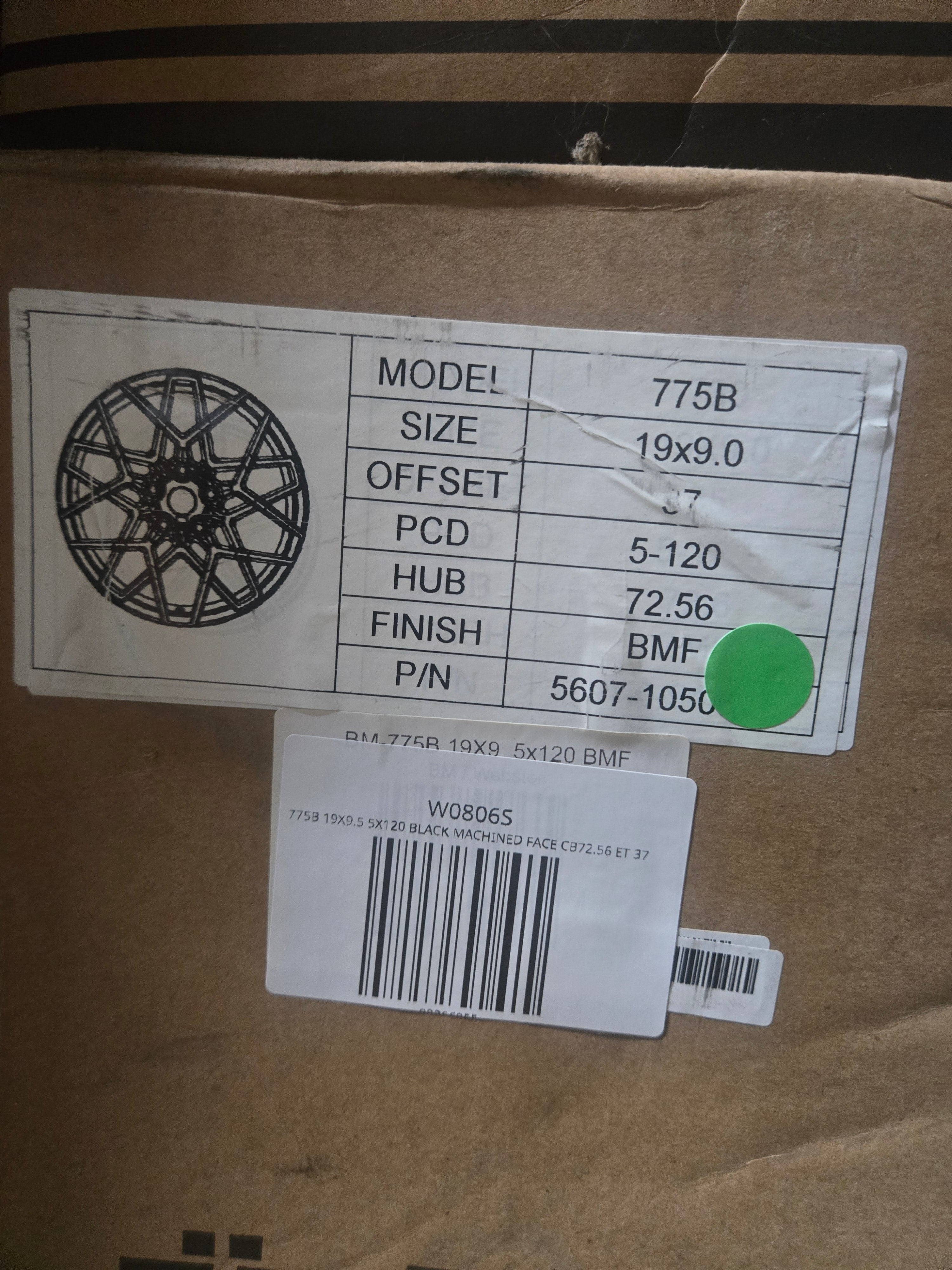 775B 19X9.5 5X120 BLACK MACHINED FACE CB72.56 ET 37