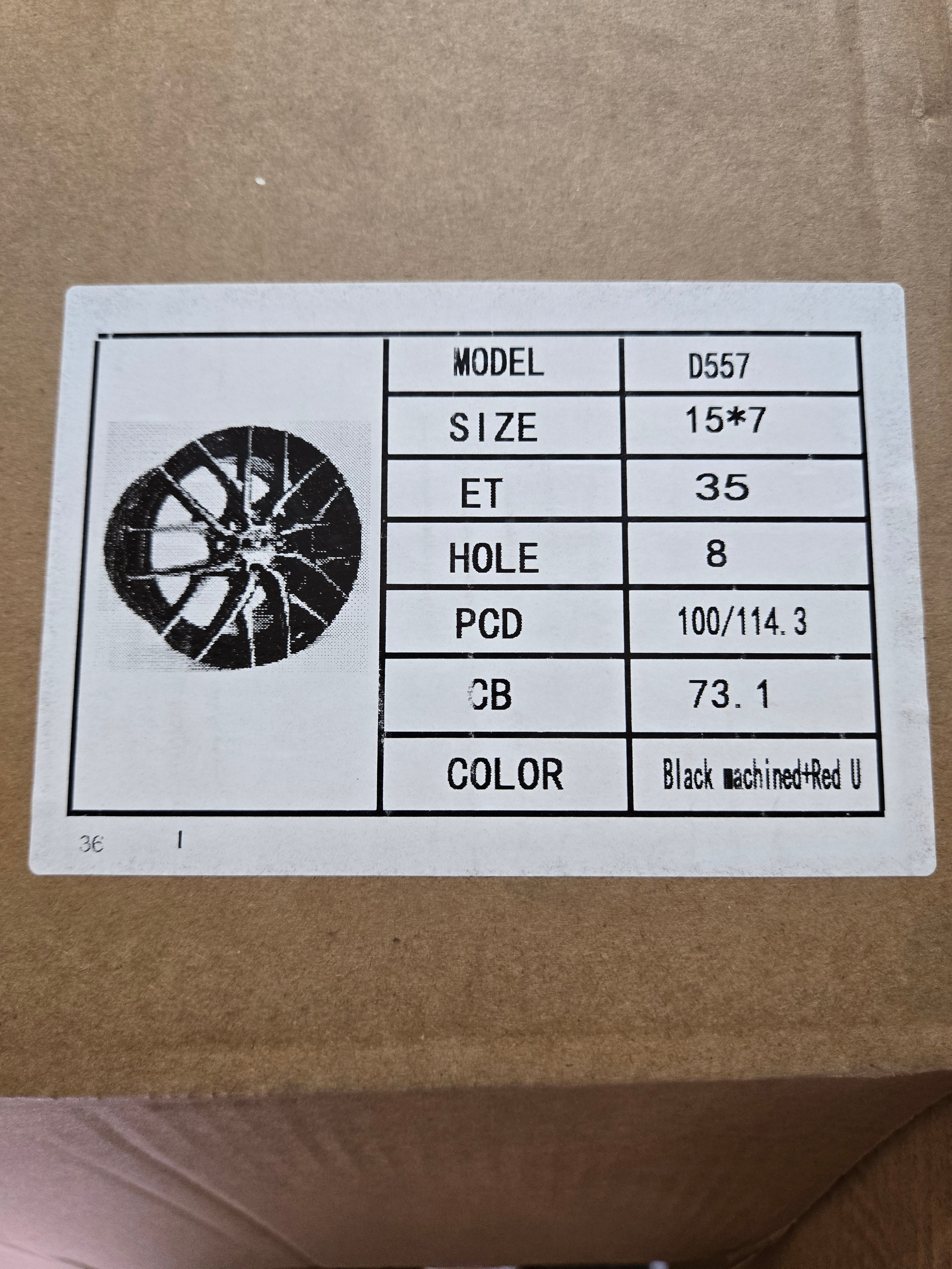 PEGASUS D557 15X7 4X100 4X114.3 PIANO BLACK MACHINED FACE RED UNDER-CUT