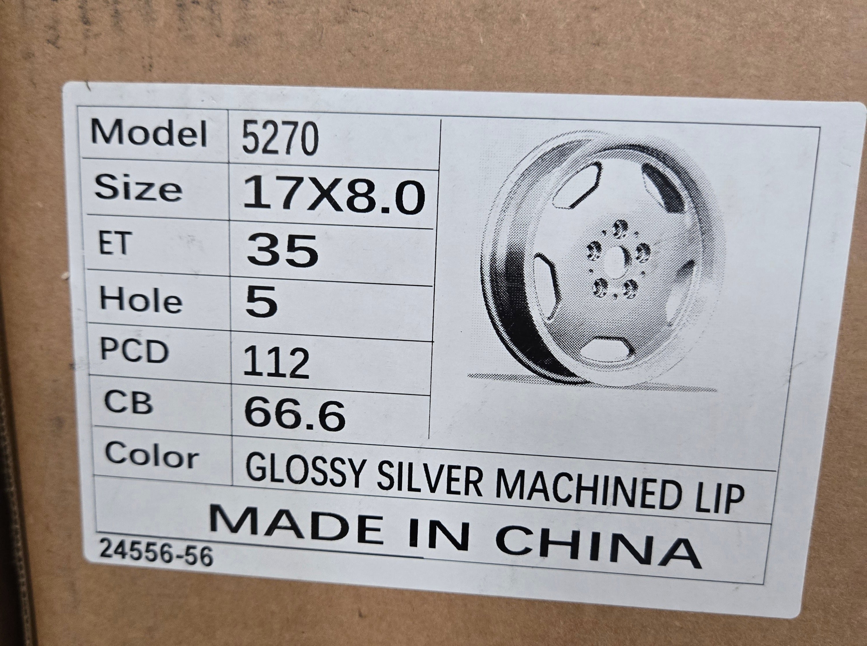 OE-5270 5-SPOKE DISH STYLE 17X8.0 5X112 SILVER POLISHED LIP CB66.1 ET35