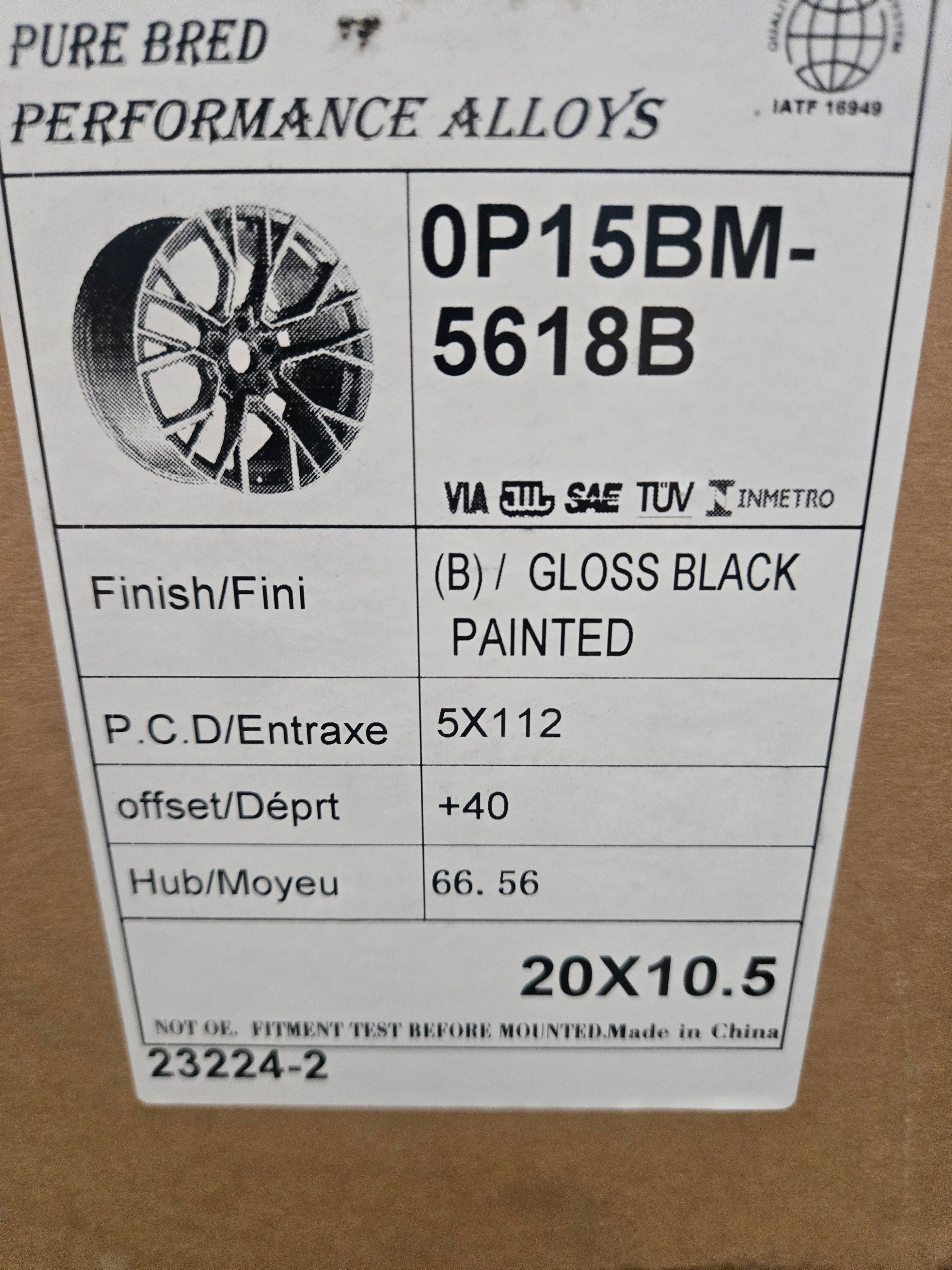 5558 OP15BM 20X10 5X112 PIANO BLACK CB 66.6 ET40