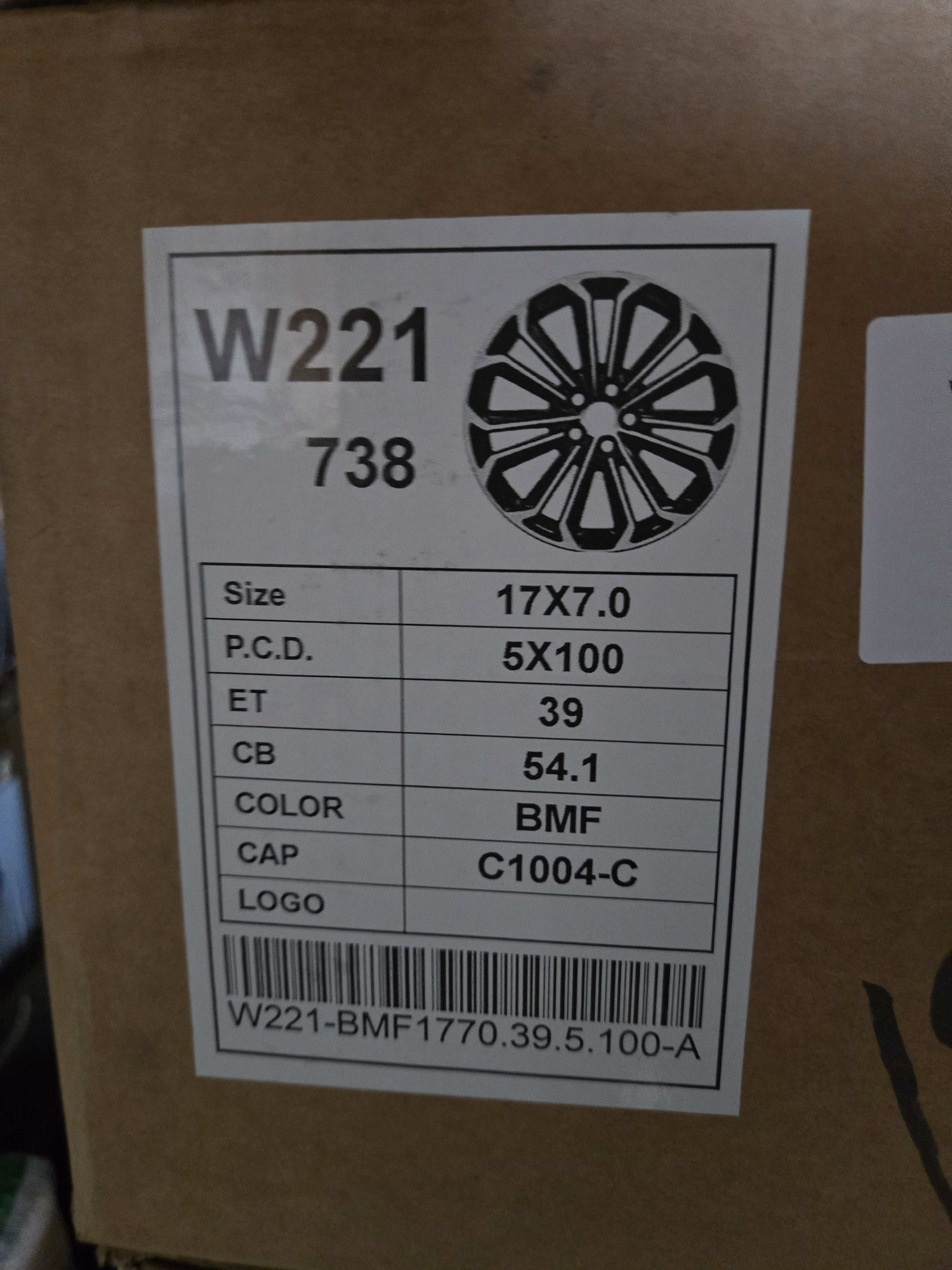 W221 5X100 BLACK MACHINWD FACE CB54.1 ET39