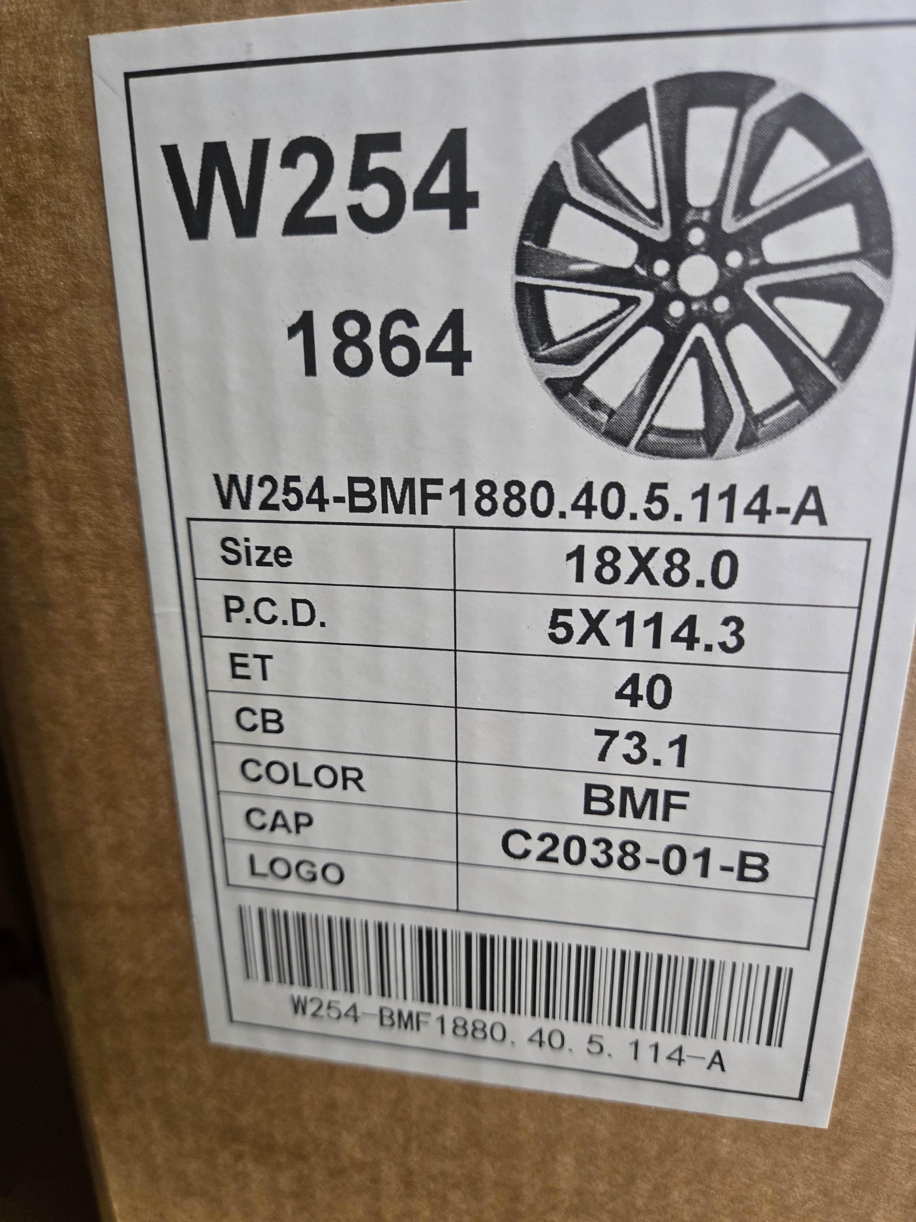 W254 18X8.0 5X114.3 BLACK MACHINED FACE CB73.1 ET40