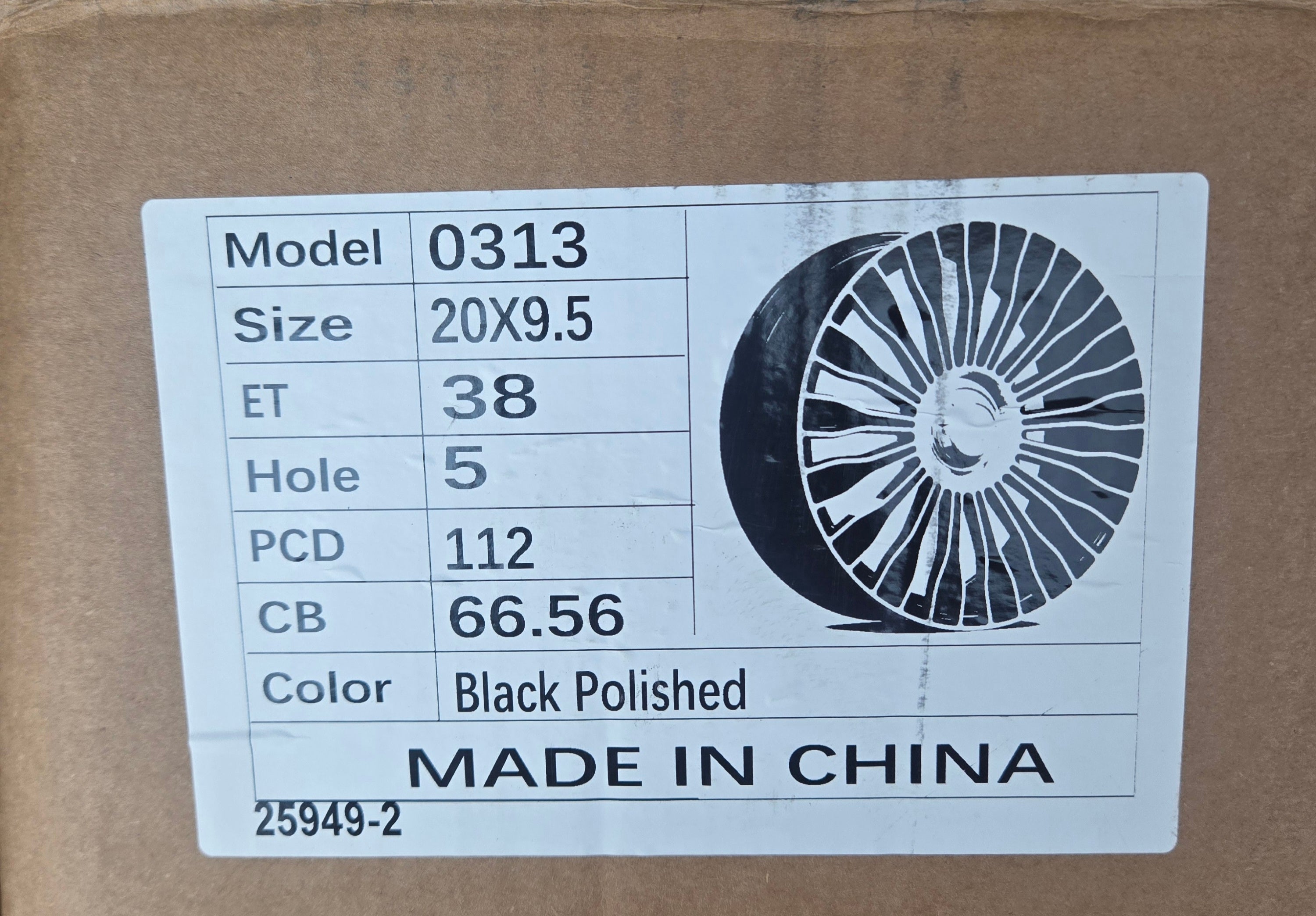 0313 20X9.5 5X112 PIANO BLACK MACHINED CB66.6 ET38